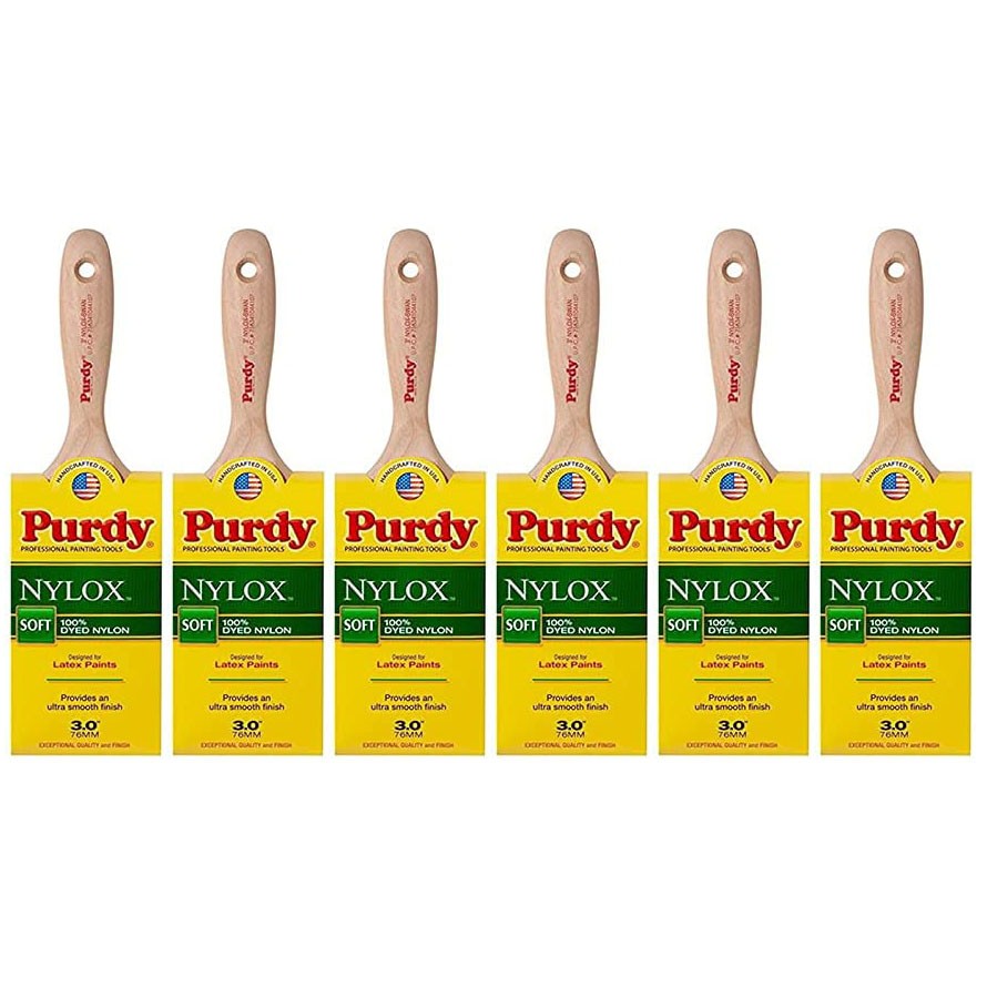 Genuine Purdy 6 Pack Nylox Swan Flat 3" Paint Brushes 144400230-6PK