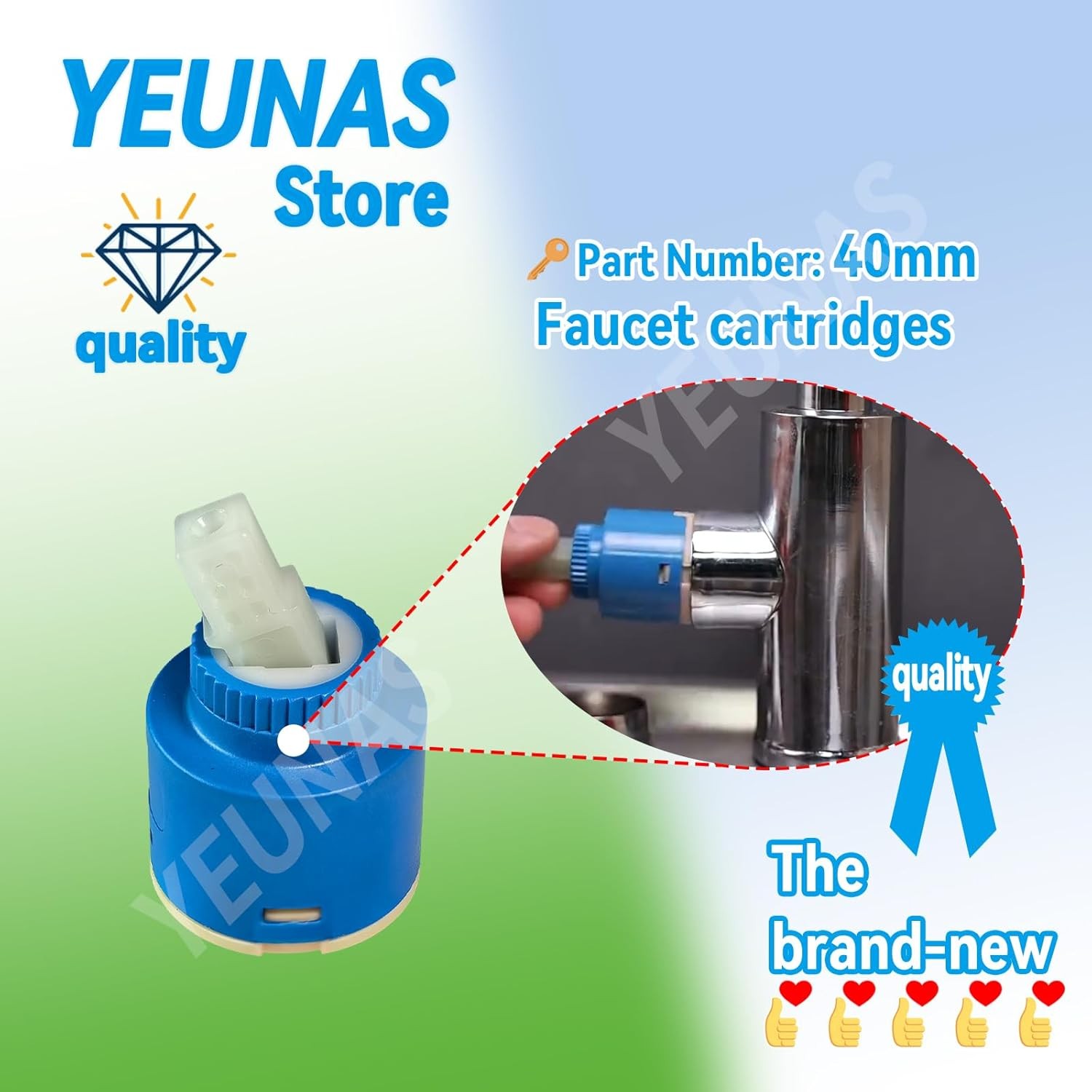 40mm Faucet Ceramic Disc Cartridge Plastic Single Handle Water Mixer Blue