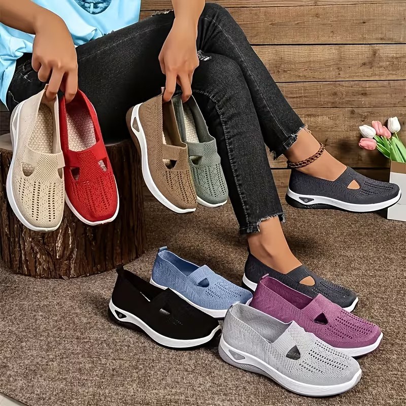 Women Breathable Sports Shoes Lightweight Mesh Walking Sneakers Wide Fit