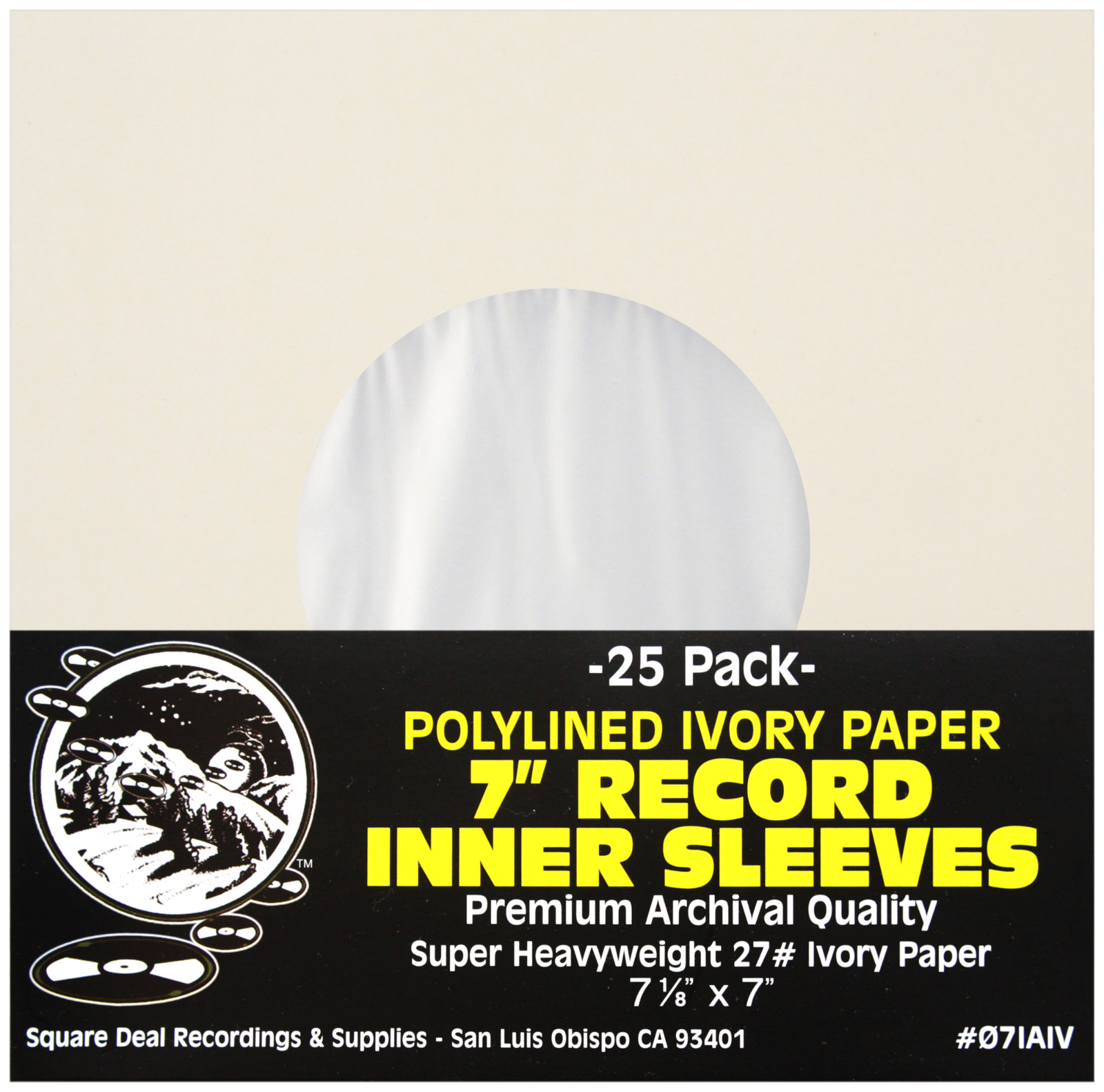 (25) 7" COLORED Ivory Polylined Record Inner Sleeves Vinyl ARCHIVAL #07IAIV