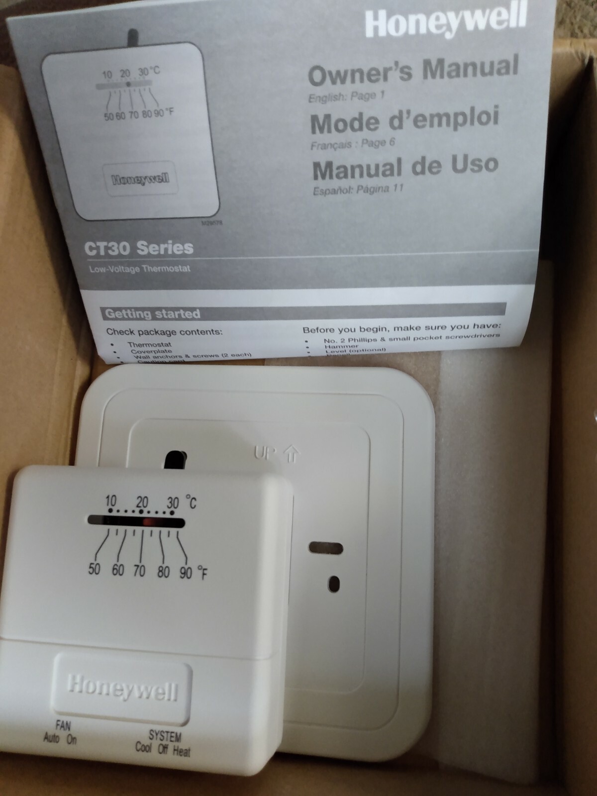 Honeywell CT30 low voltage thermostat