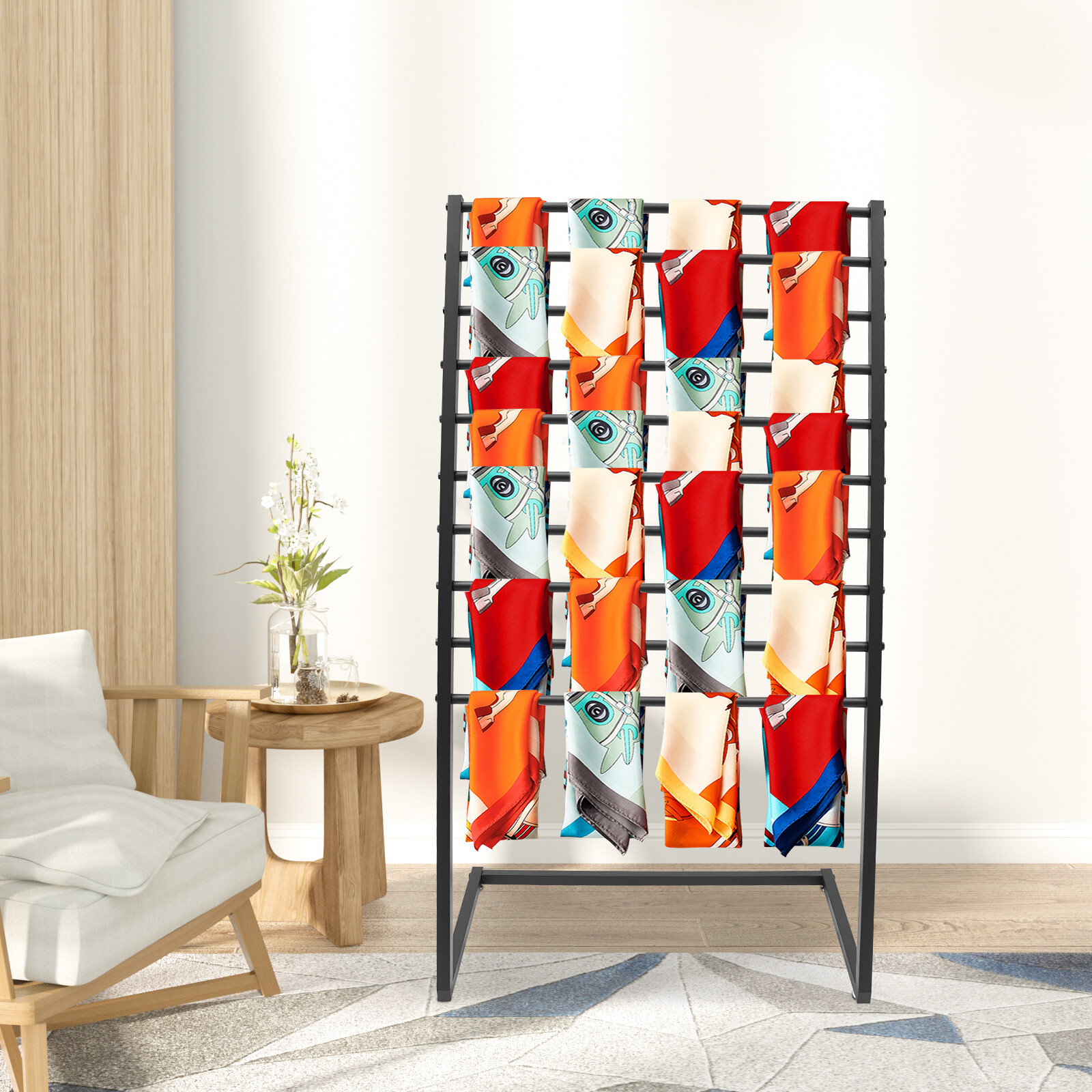Scarf Display Stand,10 Tier Metal Scarf Holder Organizer,Freestanding Scarf Rack