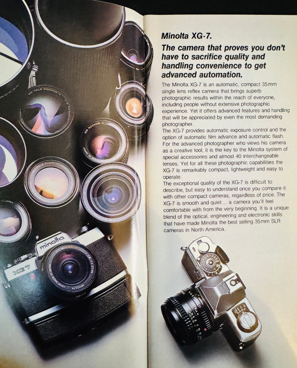 1978 MINOLTA CATALOGS & BROCHURES XG-7, Quick Reference Guide, Price List - EX