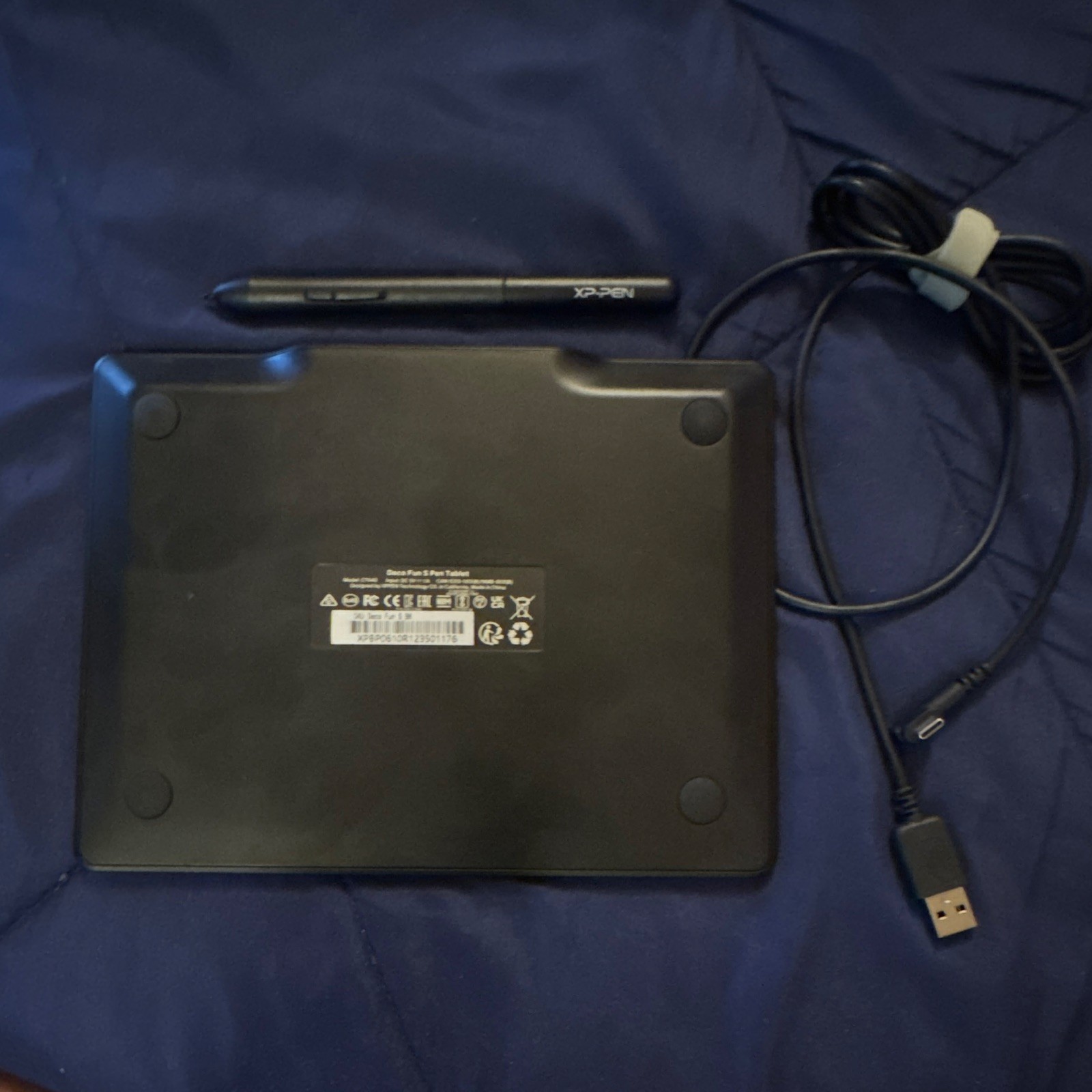 XP-PEN Deco Fun S Graphics Tablet w/ Stylus, Wired USB/USB-C Cable - Black