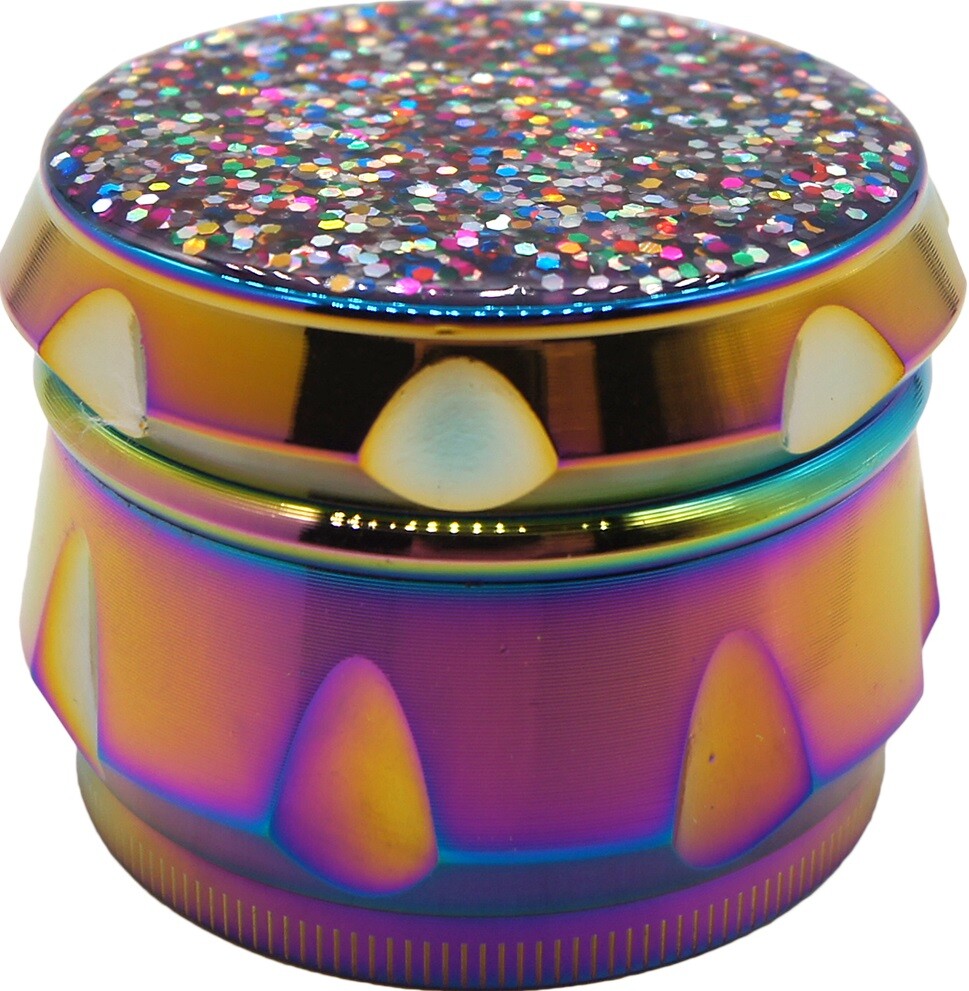 2.1" Pretty Bling Graphic Design Herb Spice Grinder Crusher Rainbow Color