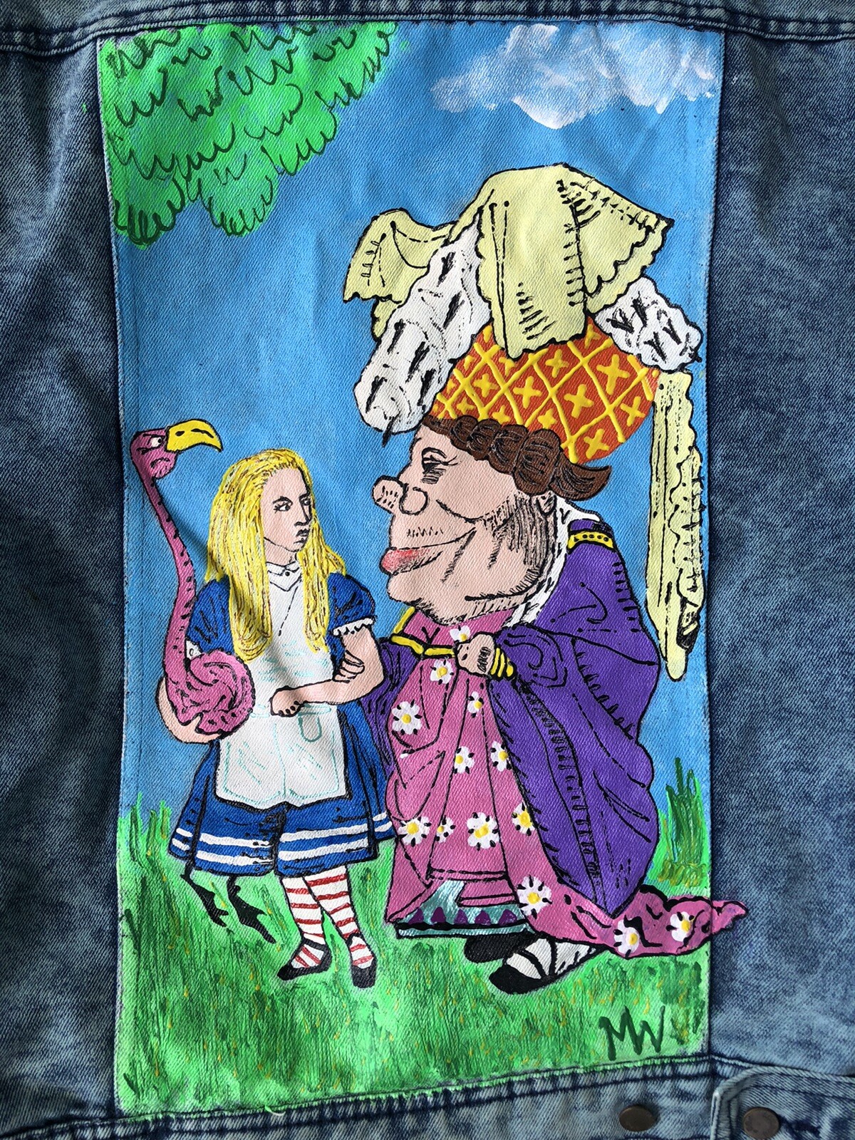 DENIM JEAN LONDON FOG M JACKET ALICE IN WONDERLAND THE DUTCHESS PINK FLAMINGO