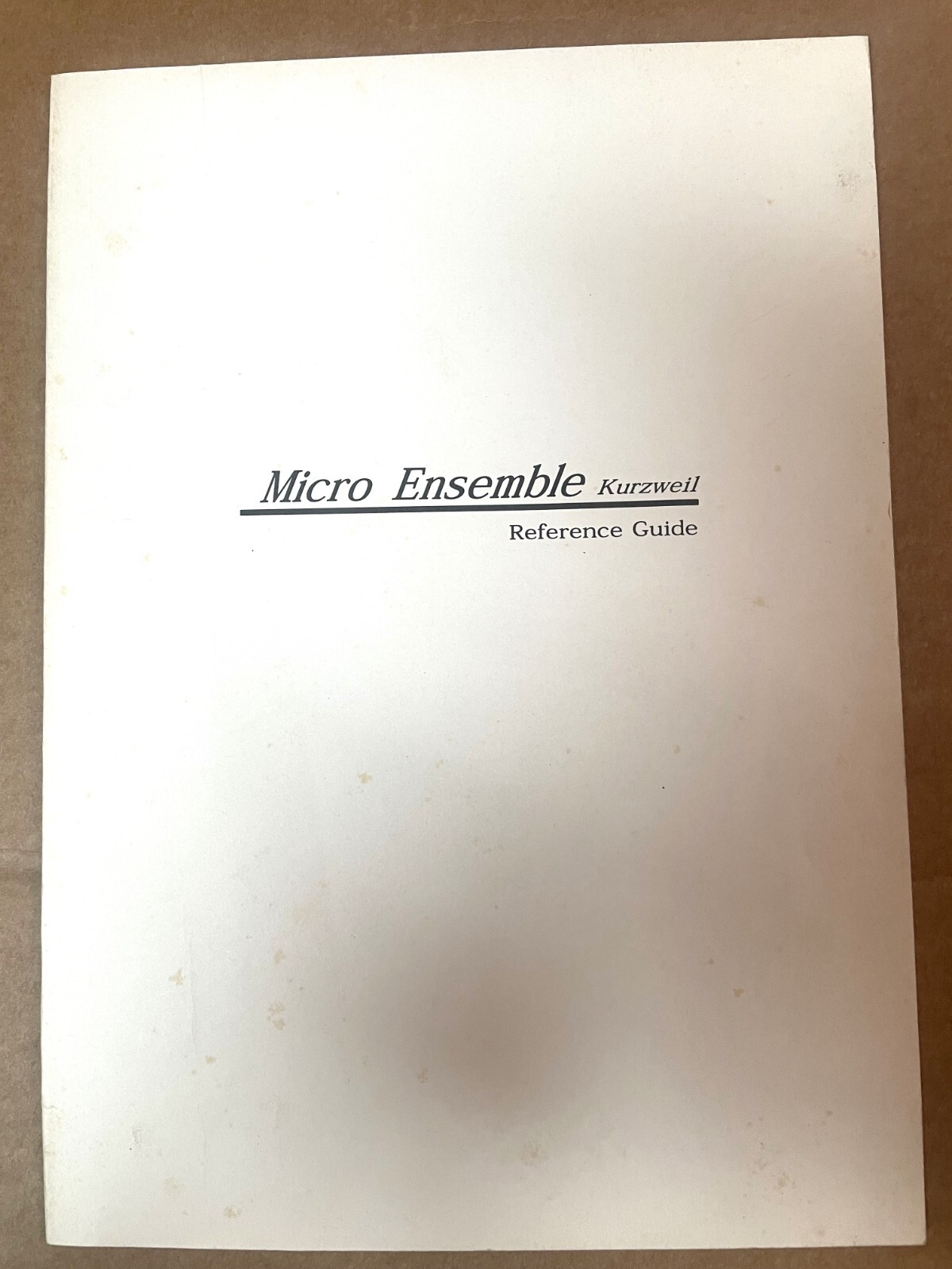 Kurzweil Micro Ensemble Reference Guide