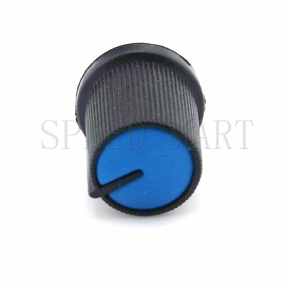 5PCS Black Knob Blue Face Rotary Switch Potentiometer Volume Pointer Hole 6mm
