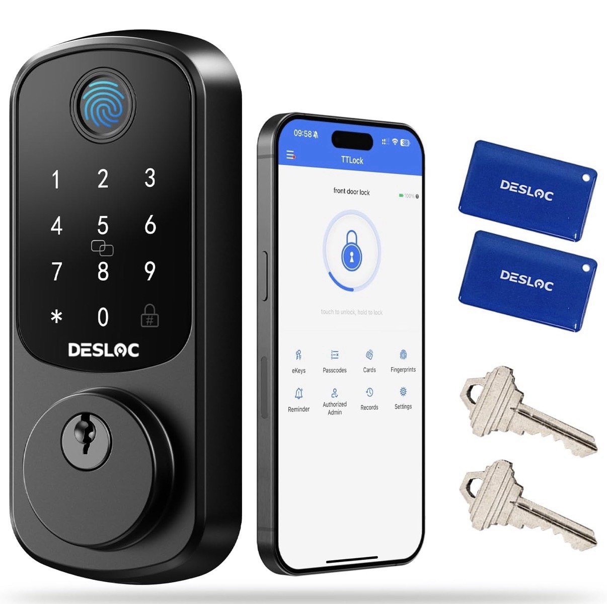 DESLOC B200 Fingerprint Smart Door Lock, Keyless Entry App