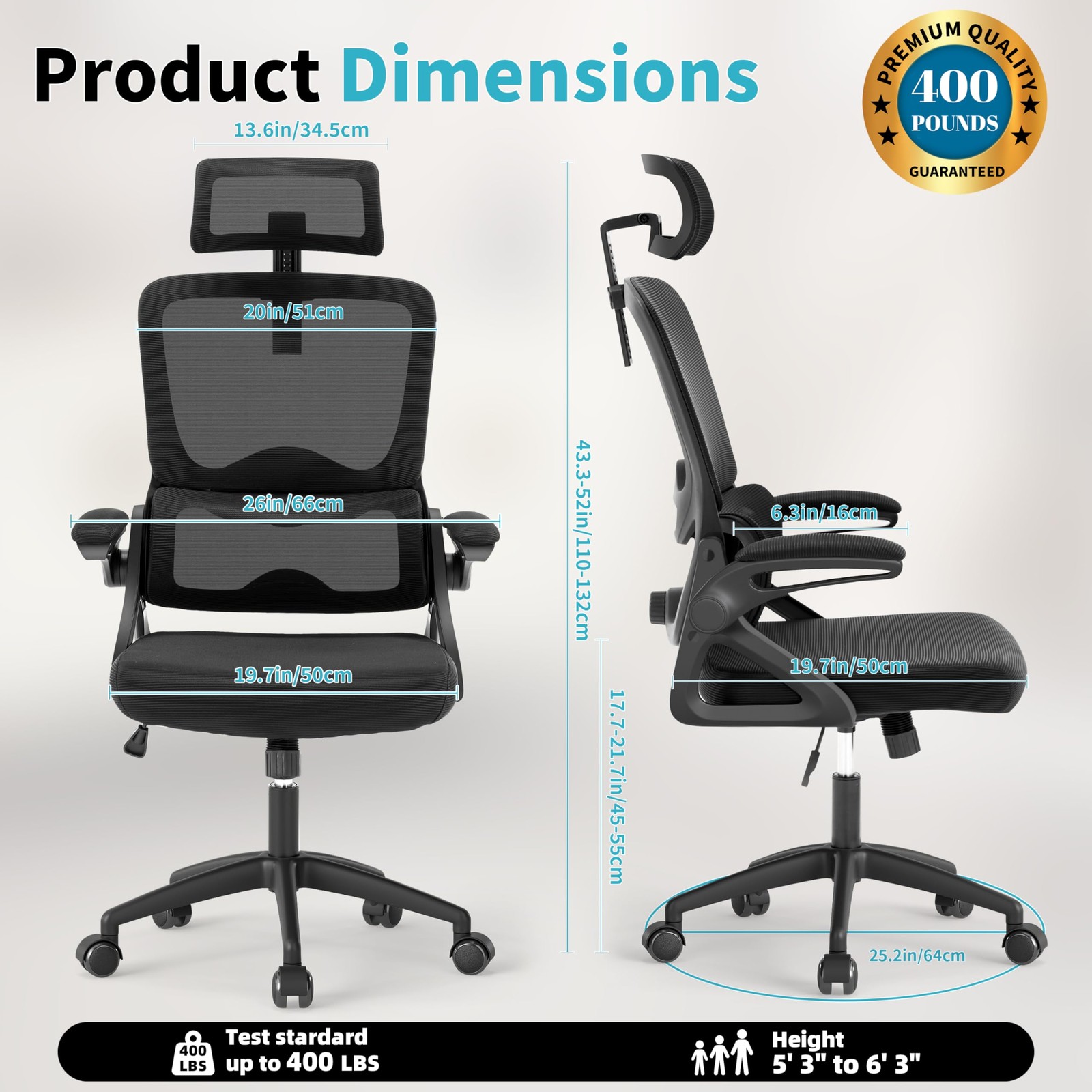 Ergonomic Office Chair,Mesh Office Chair with Lumbar Support,High Back Desk C...