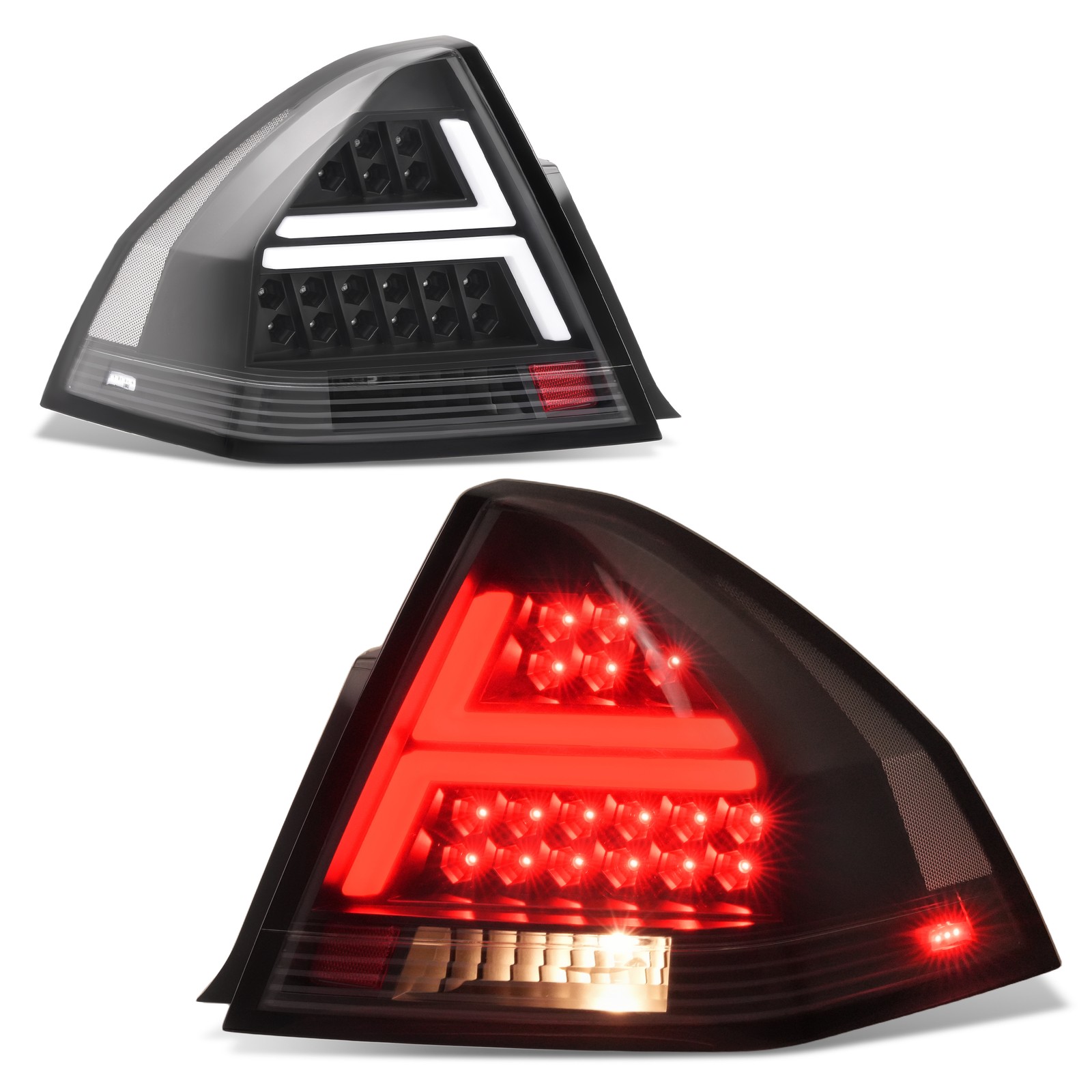 For Chevrolet Impala 06-13 Impala Limited 14-16 Clear Black LED Tube Tail Lights