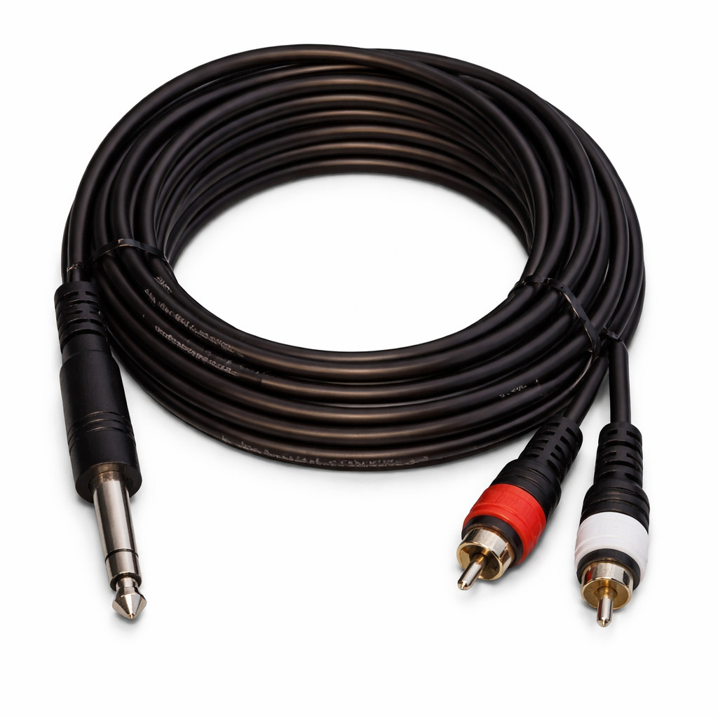 Audio2000'S 5,10,20ft Audio Video Cable1/4"TRS Stereo Male to Dual RCA Plugs New