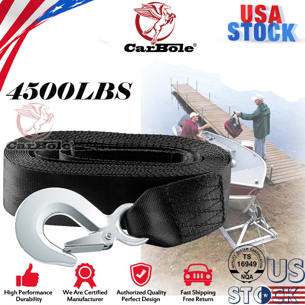 Heavy Duty Hand Crank Strap Winch 4500LBS Jet Ski ATV Boat Trailer Tow Marine /