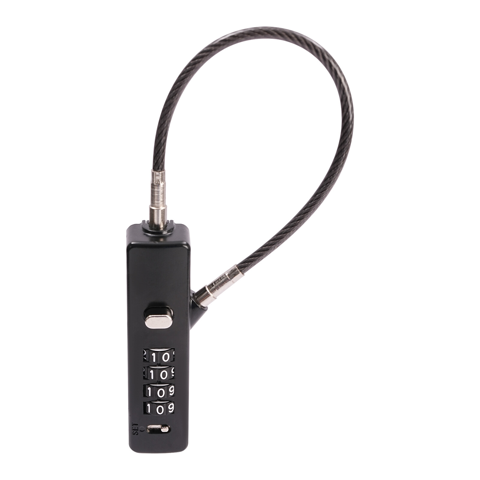Black Cable Combination Lock 4 Digit Dial Lock with 3* Steel Cables 30/60/120cm