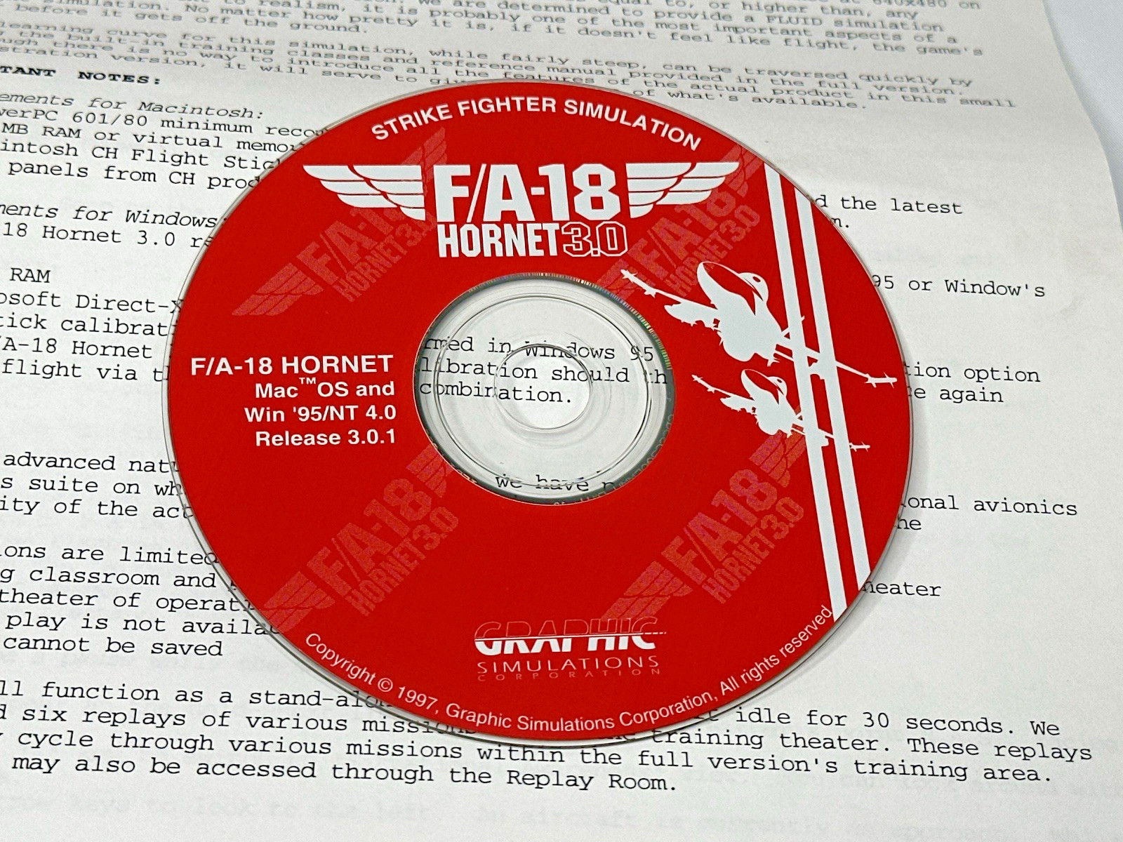 F/A-18 Hornet 3.0 PC MAC CD Strike Fighter Pilot Air-Combat Jet Simulation Game!