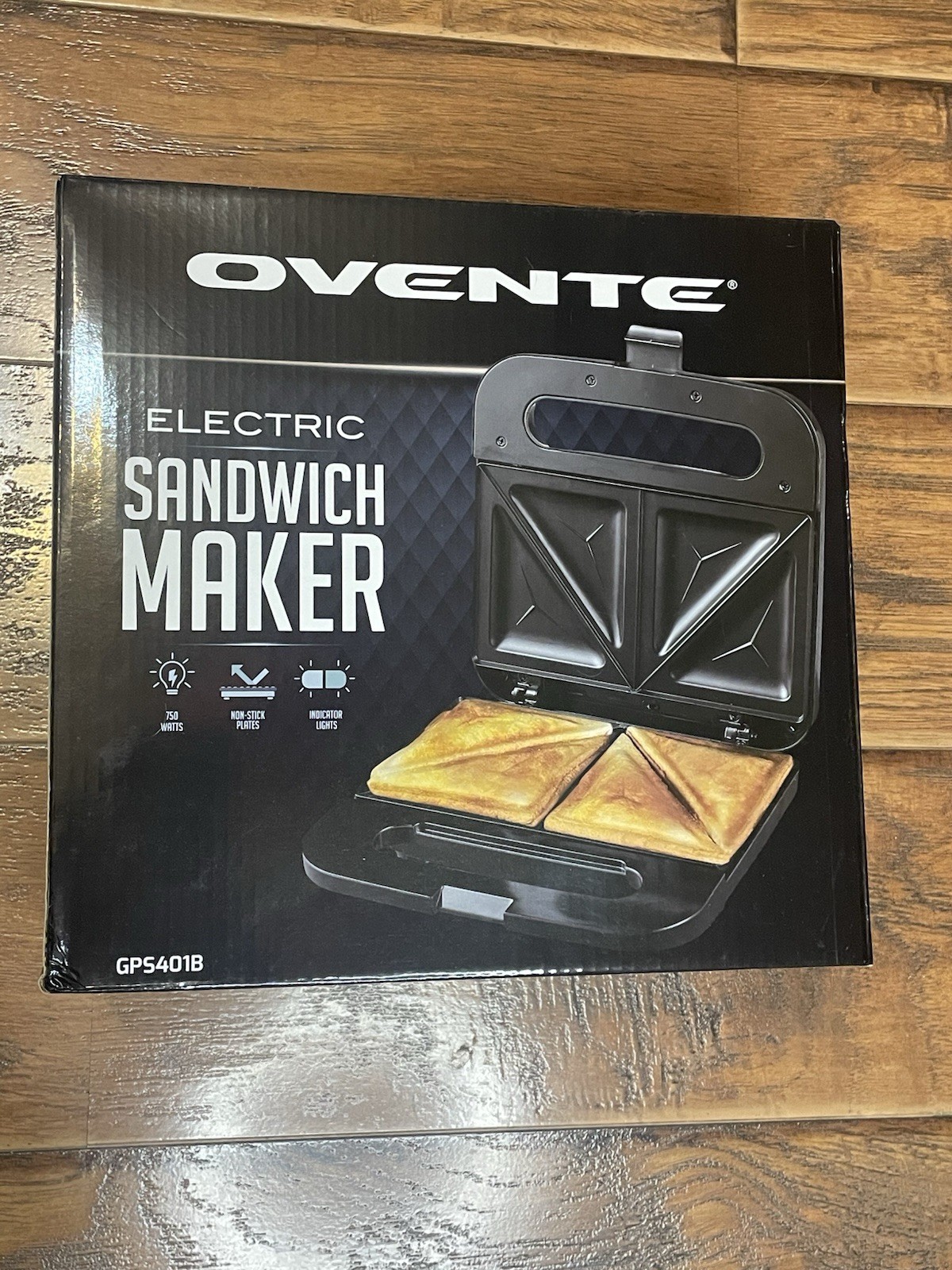 OVENTE Sandwich Maker GPS401B 750W Non-Stick Black Electric 110V