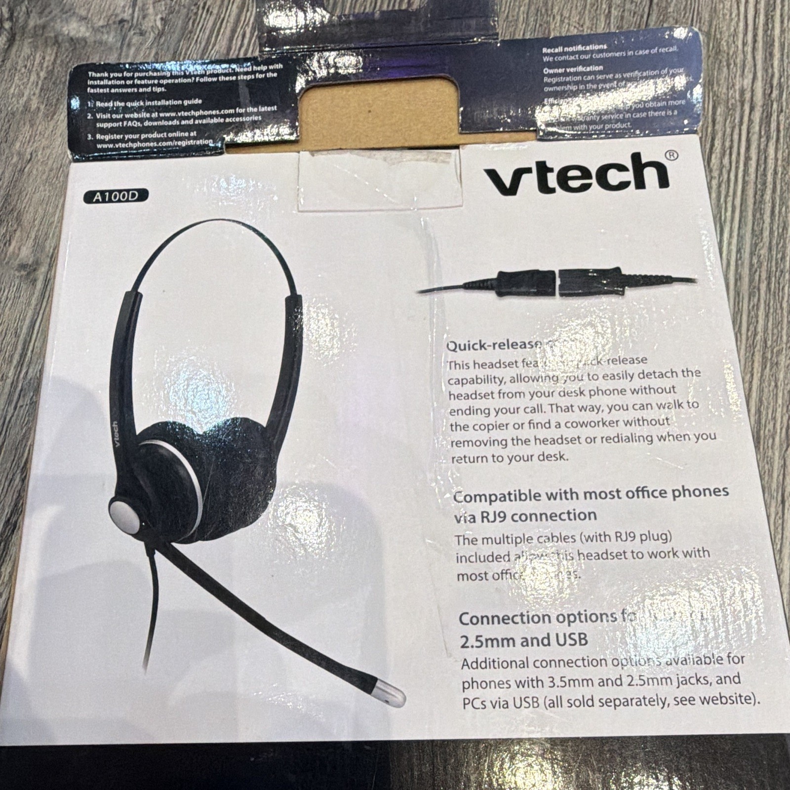 Vetch Corded-Ear Office Headset with Noise Cancelling Microphone