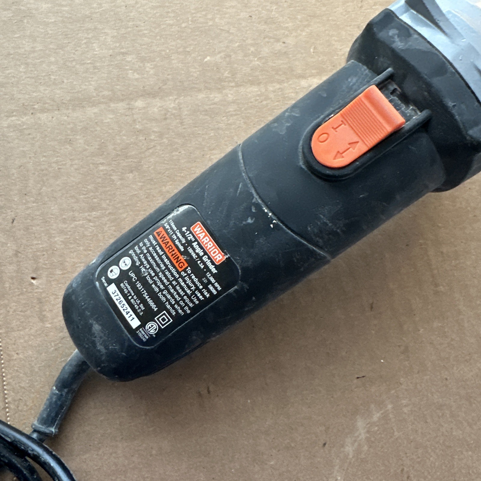 Warrior 58089 Angle Grinder 4.3 Amp, 4-1/2 In. Angle Grinder