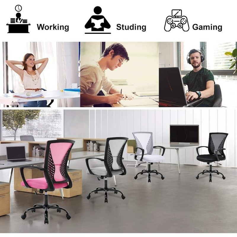 Ergonomic Office Chair Mesh Desk Chair Adjustable Lumbar Support Rolling Swivel