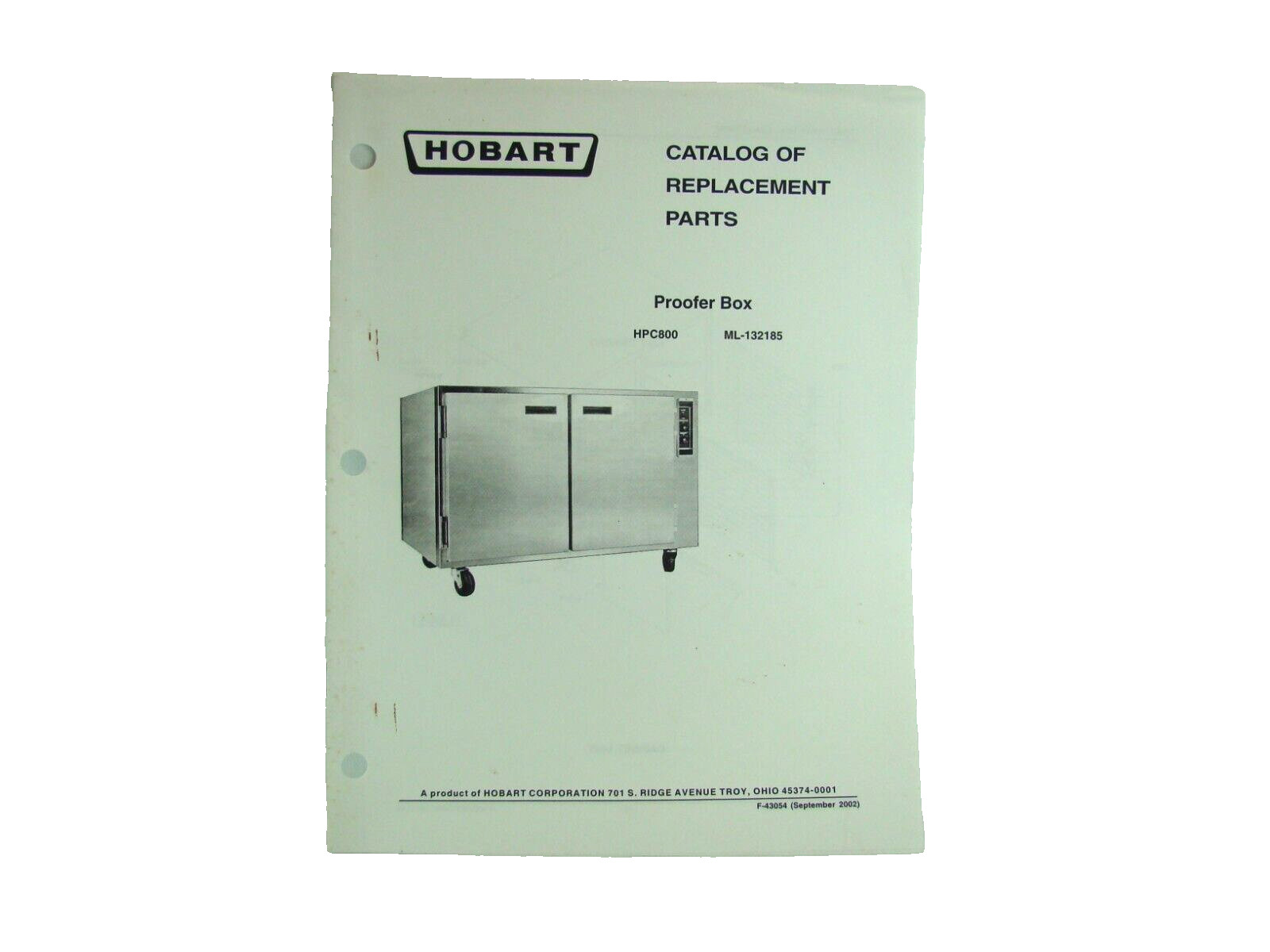 Hobart Proofer Box HPC800 Catalog Of Replacement Parts ML-132185