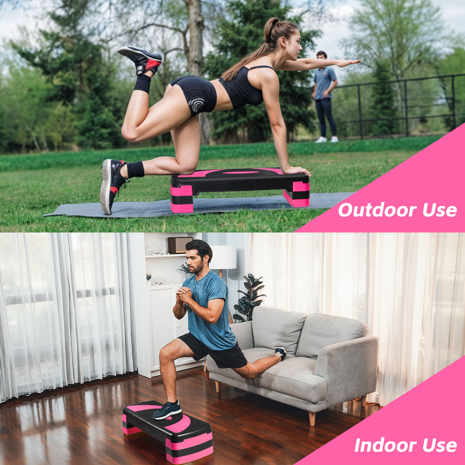 31" Aerobic Step Platform Exercise Stepper Workout Step 4"-6"-8" w/Risers Pink
