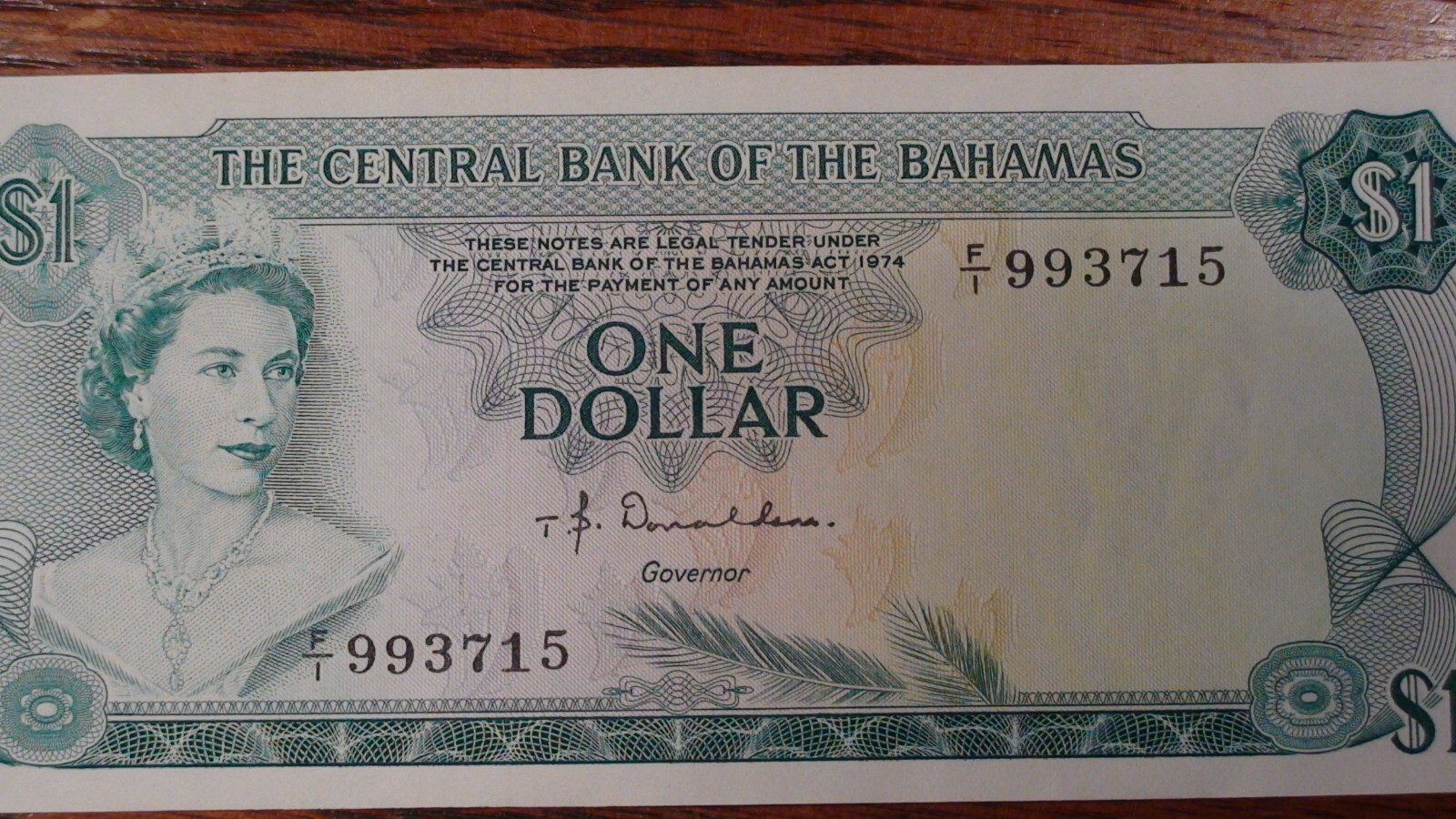 1968 One Dollar BAHAMAS MONETARY AUTHORITY CRISP UNCIRCULATED Note $1 Bill