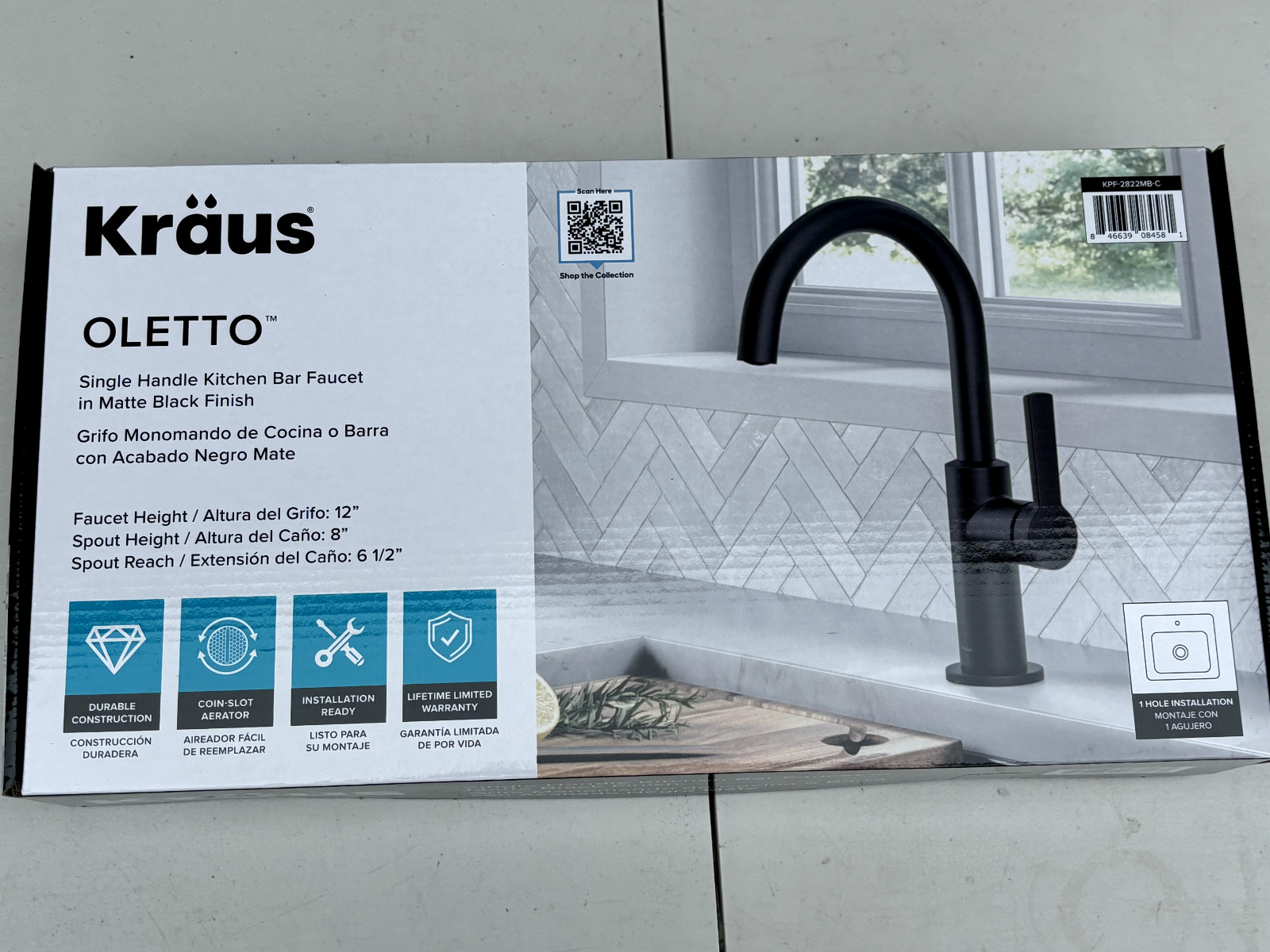 Kraus KPF-2822MB Oletto Single Handle Kitchen Bar Faucet in Matte Black