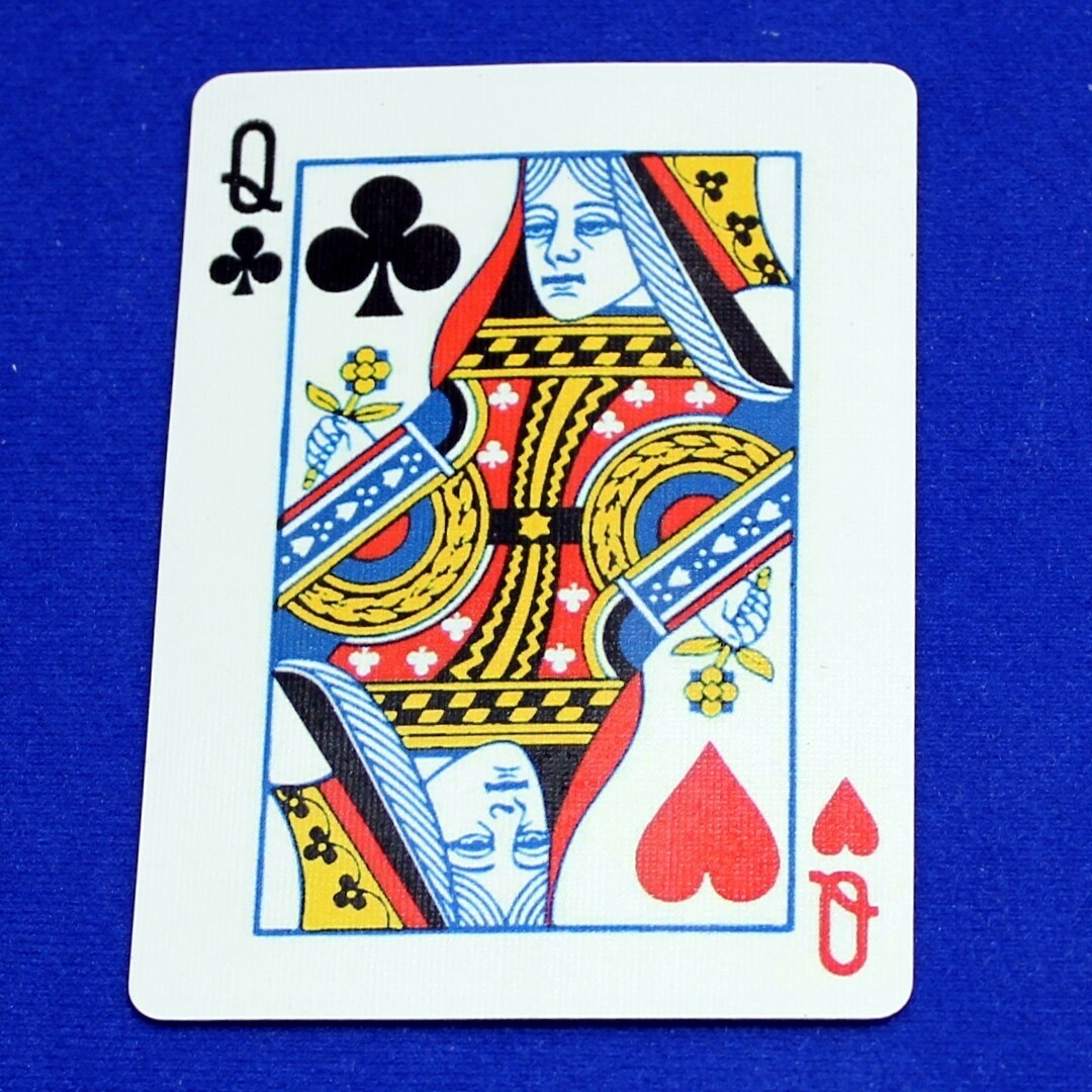 Queen of Clubs / Hearts - Mis-Indexed, Bicycle Printed Gaff Card, Red