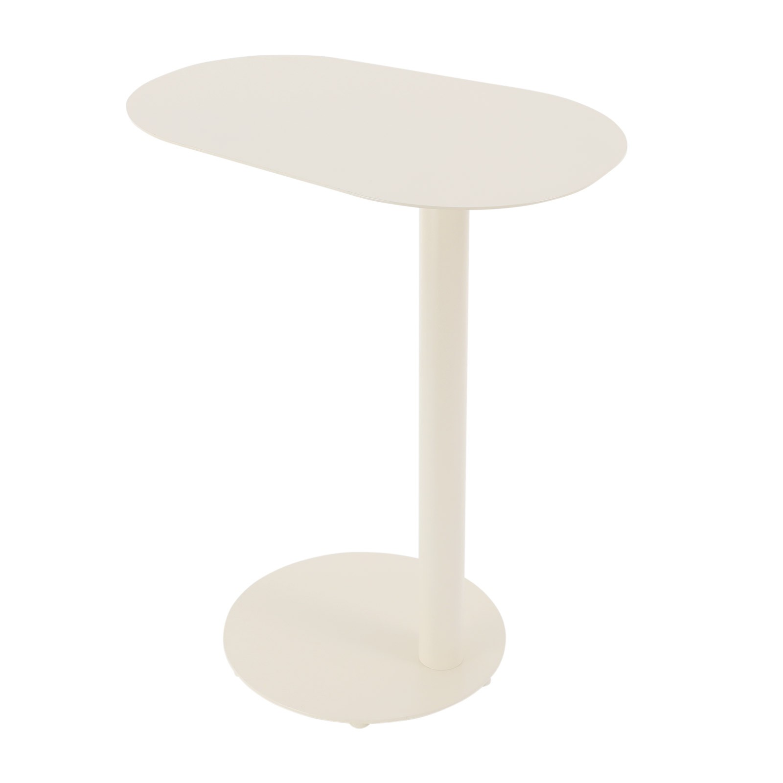 Cream White C-Shaped Side Table, Iron End Table, Couch Side Table 63x35x50CM