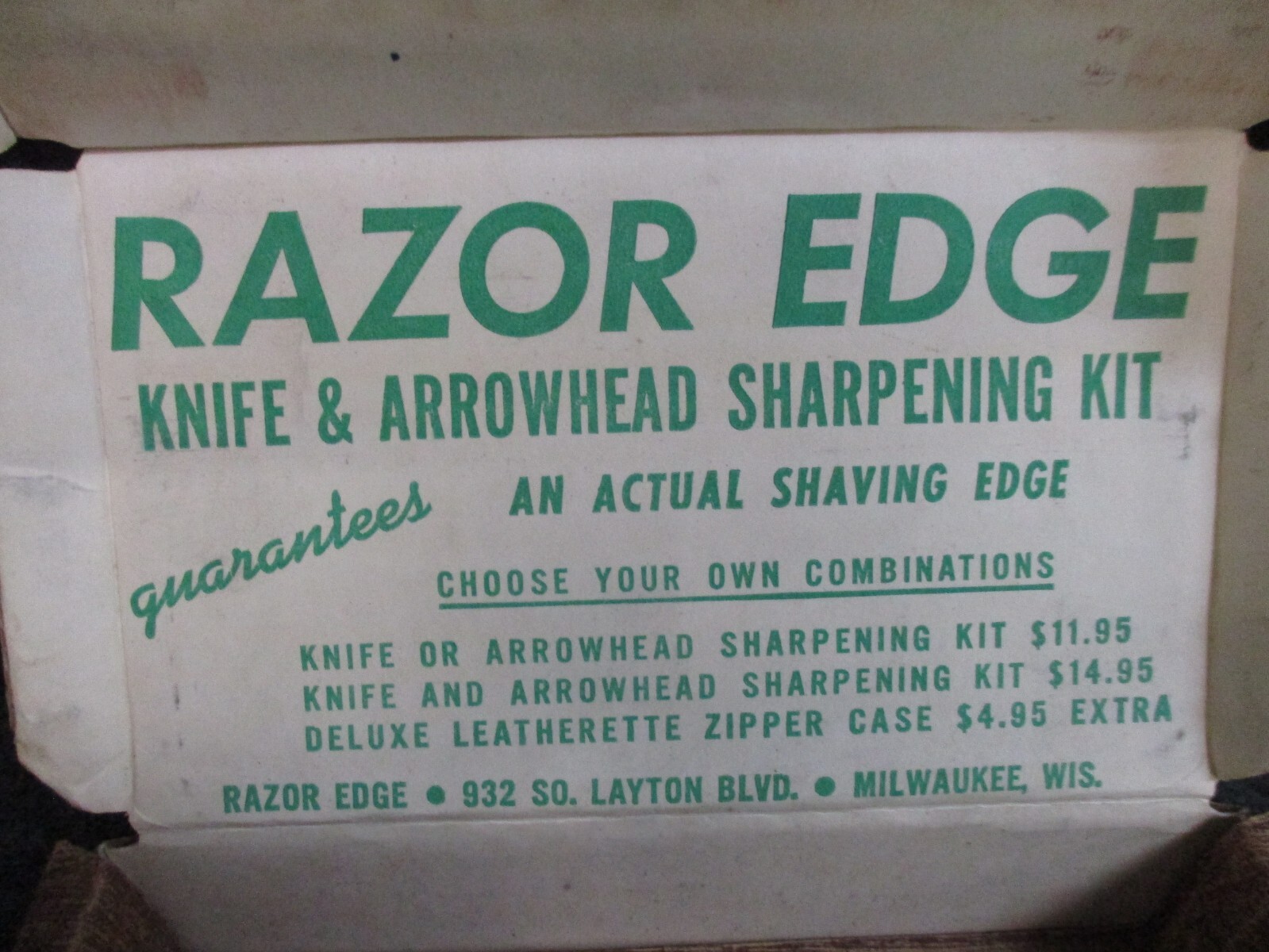 Vintage Razor Edge Knife & Arrowhead Sharpening Kit
