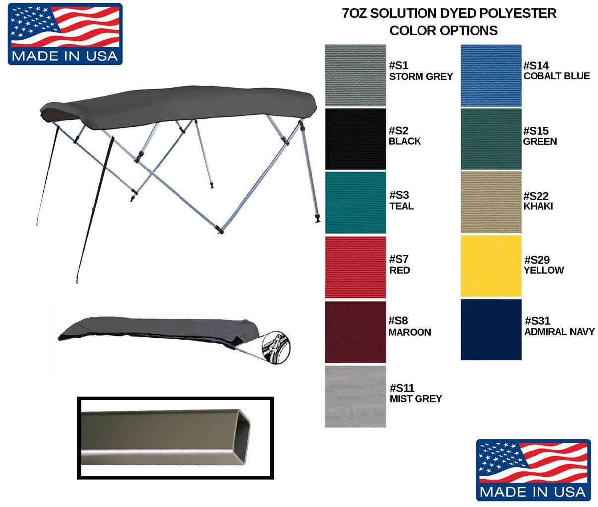 7.6oz BOAT BIMINI TOP SQUARE TUBE BENNINGTON 2575 RCW LTD 2011-2013