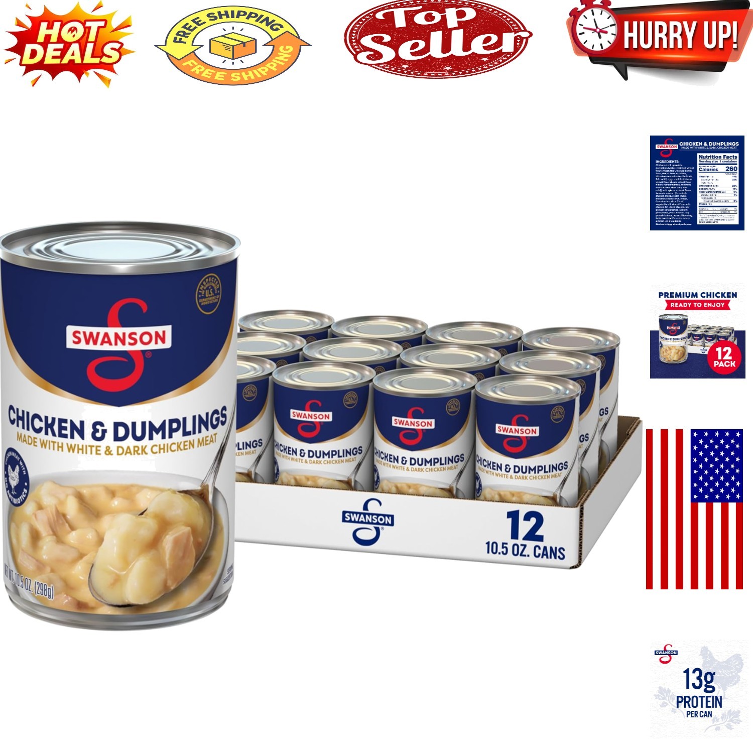 Swanson Chicken & Dumplings Case - Hearty, Ready-to-Eat Comfort Food