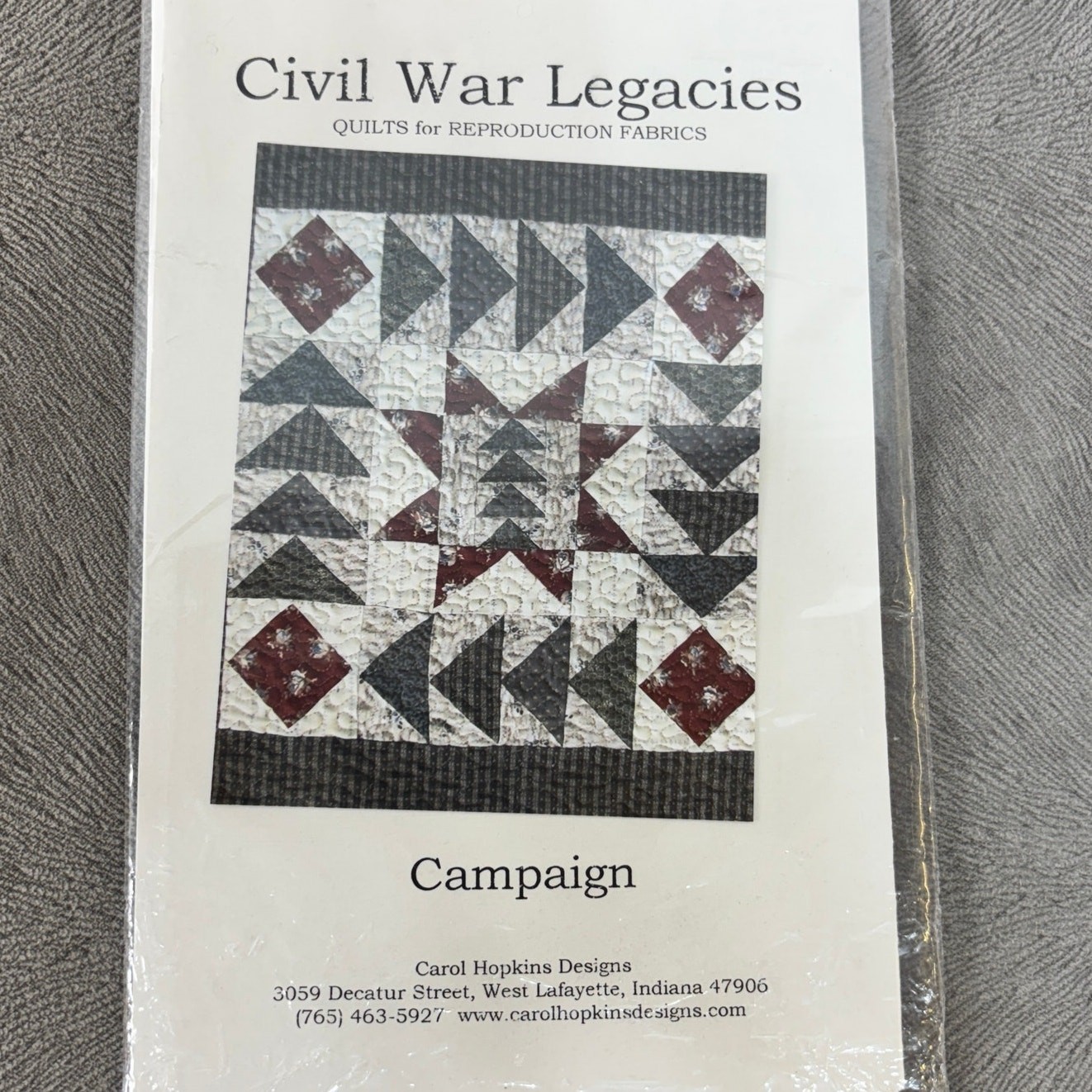 Campaign Quilt Pattern Civil War Legacies for Reproduction Fabrics 18" x 18"