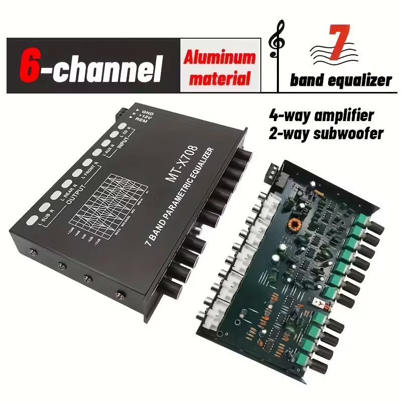 7-Band Car Audio Equalizer Adjustable 7 Band EQ Amplifier Graphic Equalizer New