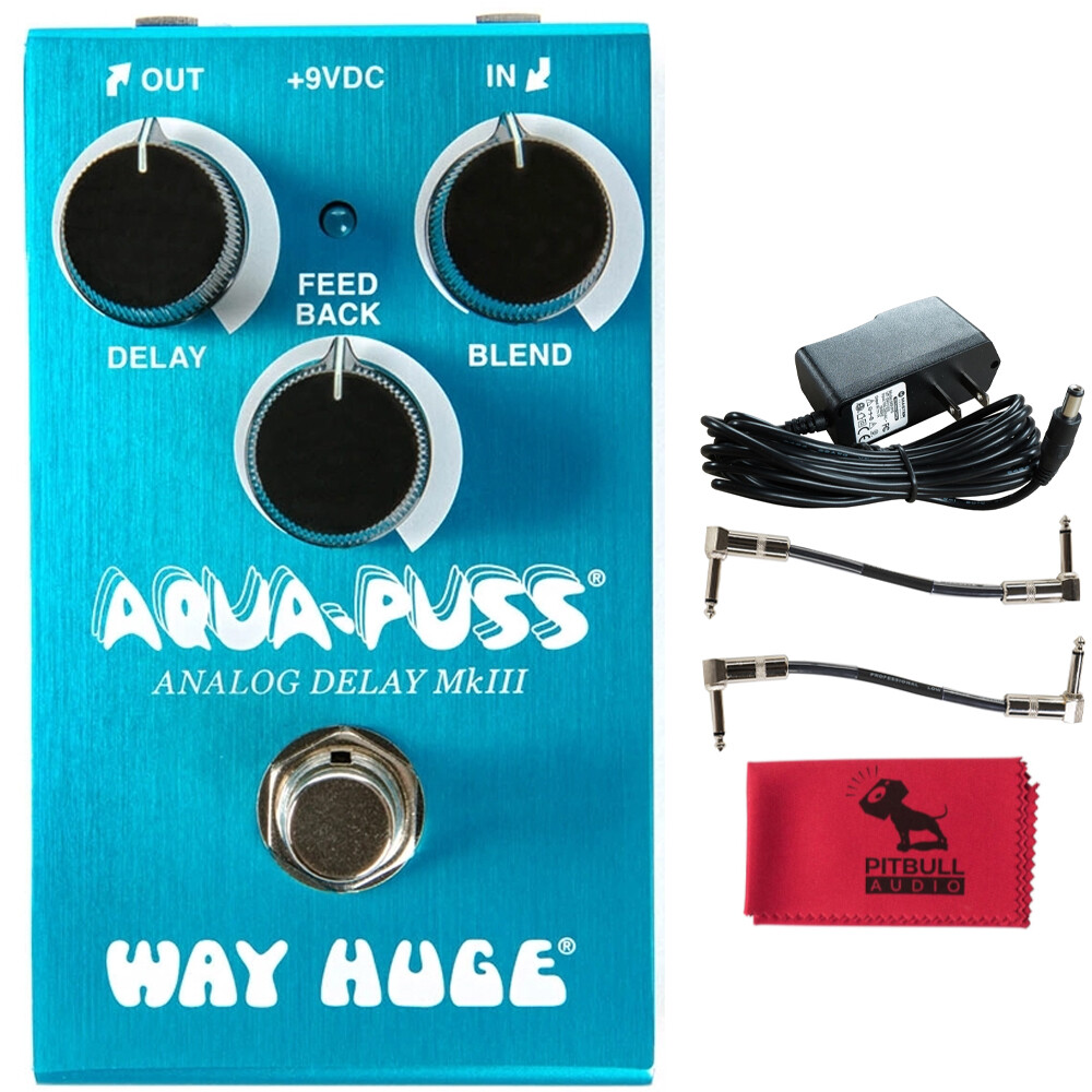 Way Huge Smalls WM71 Aqua-Puss Analog Delay MkIII Pedal w/ Power, Cables & Cloth