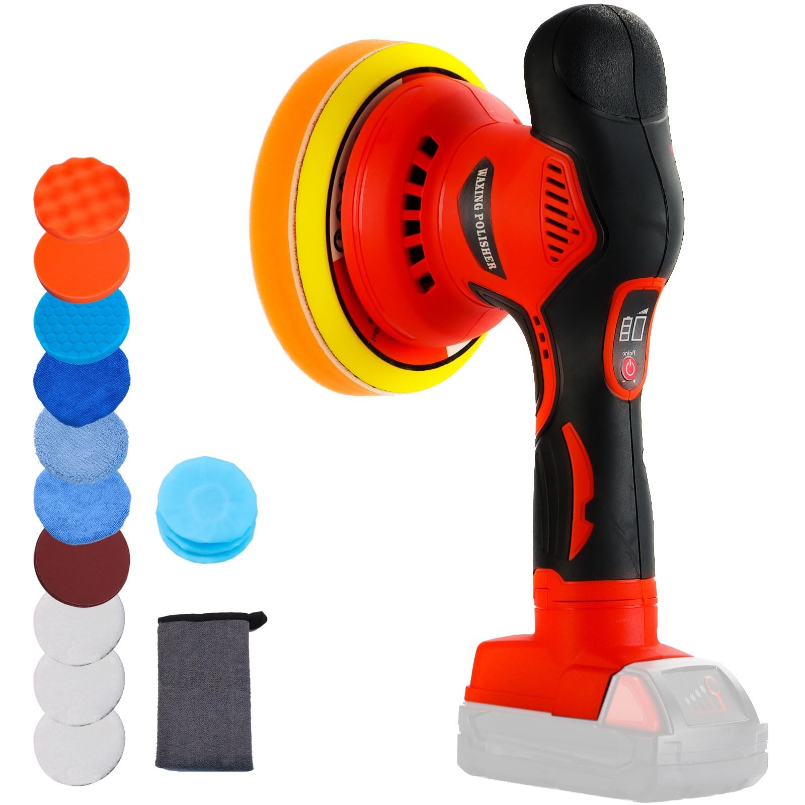 Buffer Polisher Compatible with Milwaukee M18 Battery, Cordless 6 Inch Black