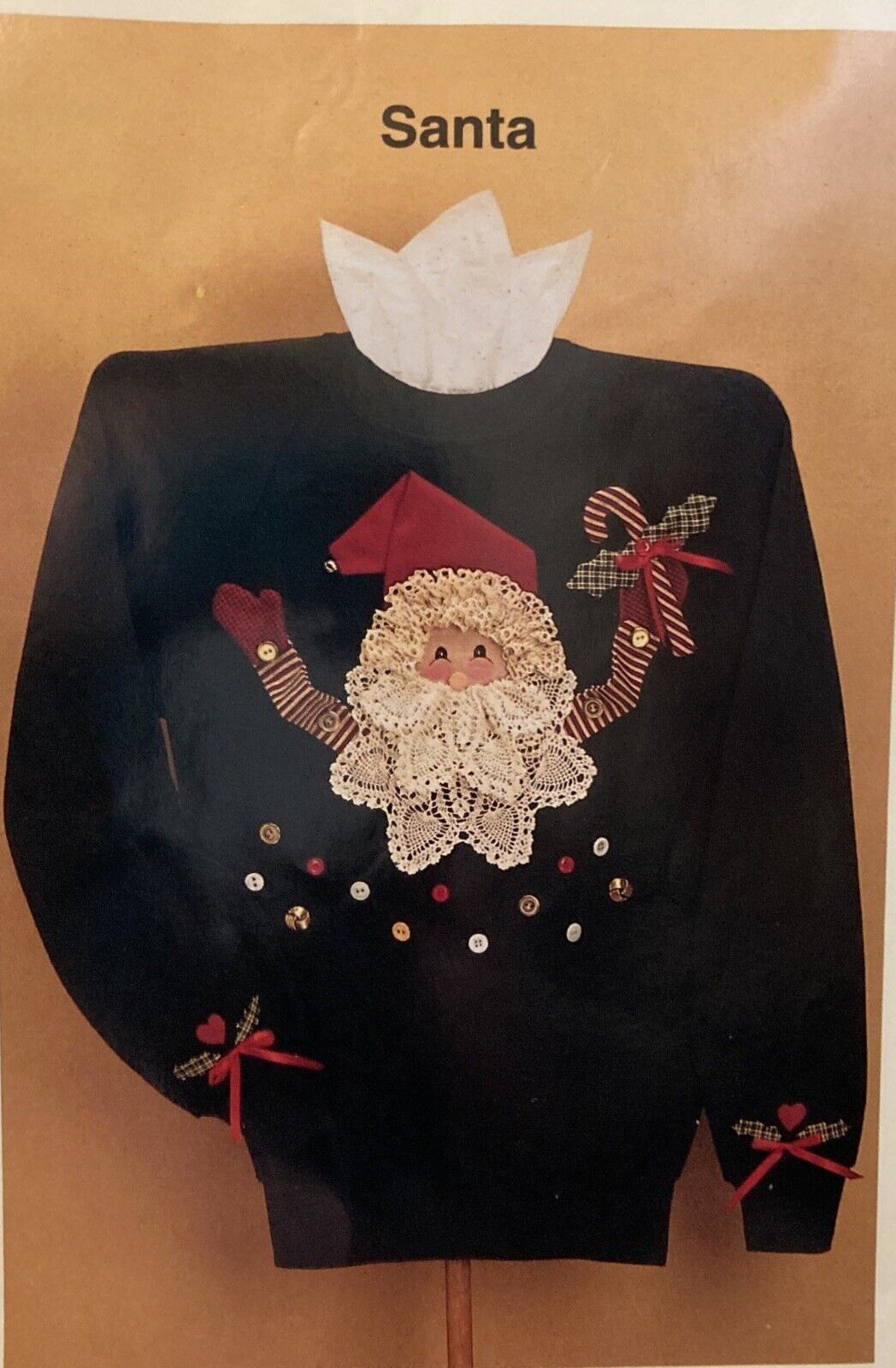 Vtg Rare Santa Doily Wear Sweatshirt Pattern only by Ozark Crafts 1993(1)