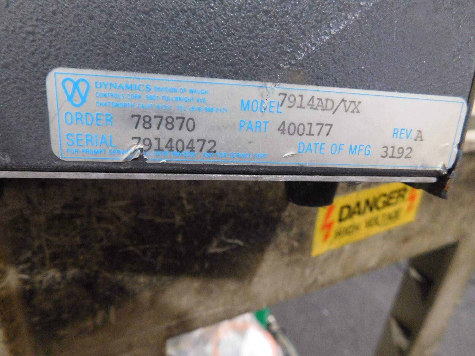 Dynamics: 7600A Signal Conditioner . Model: 7914AD/VX. Rev. A