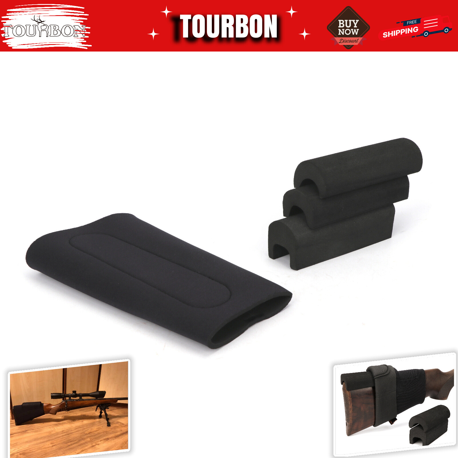 TOURBON Hunting Comb Raiser Gun Cheek Rest Kits Sleeve Buttstock Cover Adjust