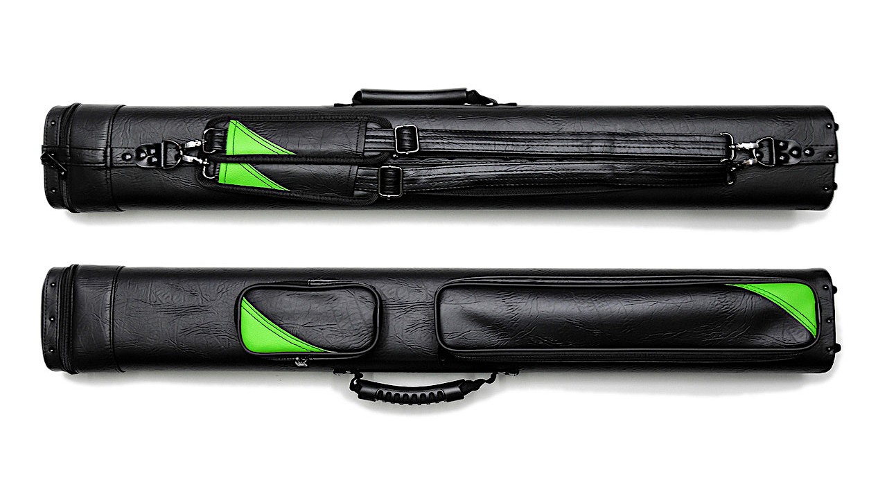 Delta Cue 2Bx2S Black with Green Accents Billiards Pool Cue Stick Case