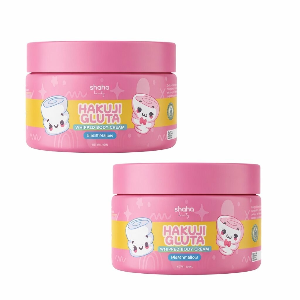 2 Jars Shaha Beauty Hakuji Gluta Marshmallow Body Cream 200ml Hydrating