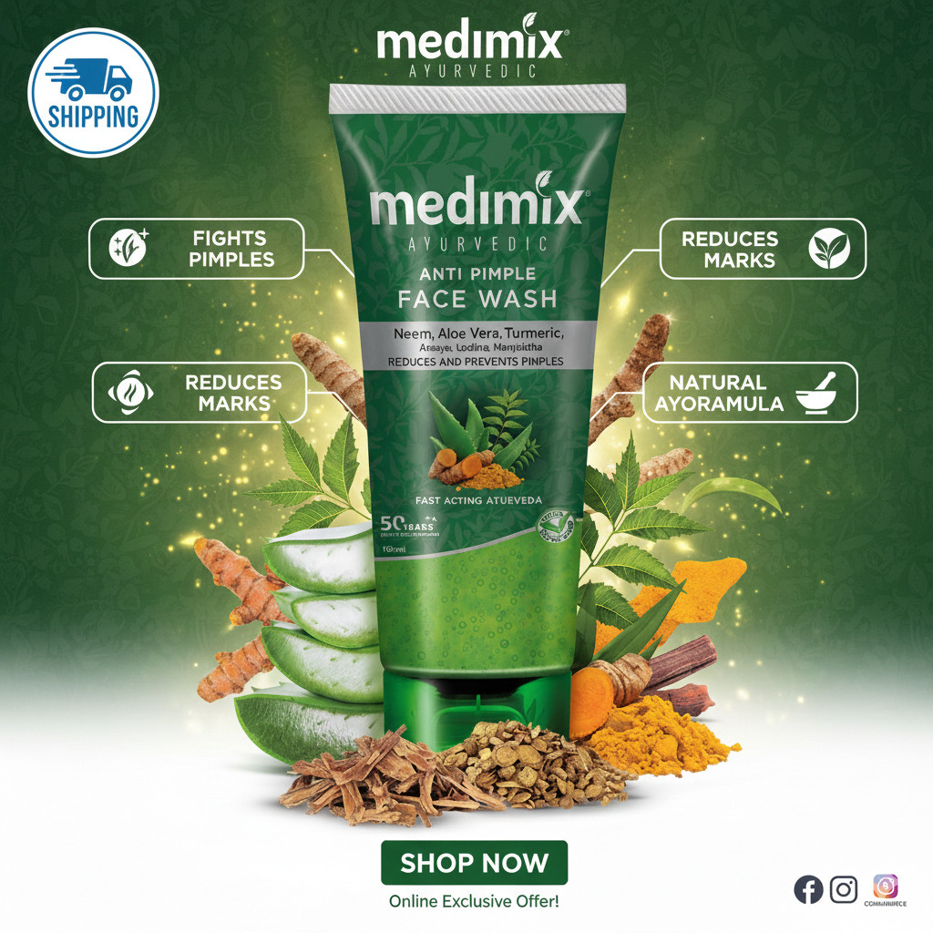 Medimix Ayurvedic Anti Pimple Face Wash 150ml – Neem Aloe Vera Turmeric Acne