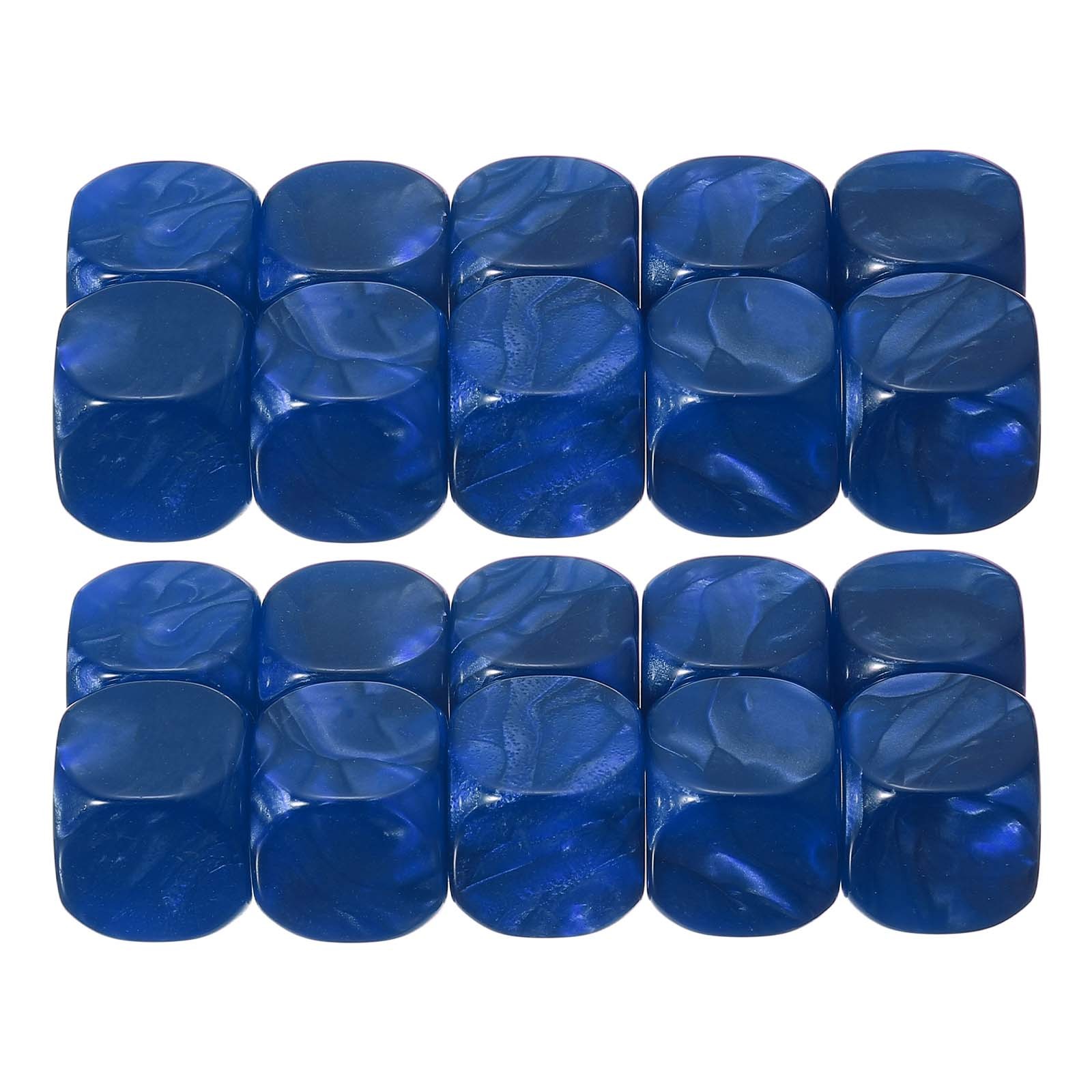16 mm Dice Blank 50 Pcs Rounded Corner with Pearl Smoothed Surface Blue