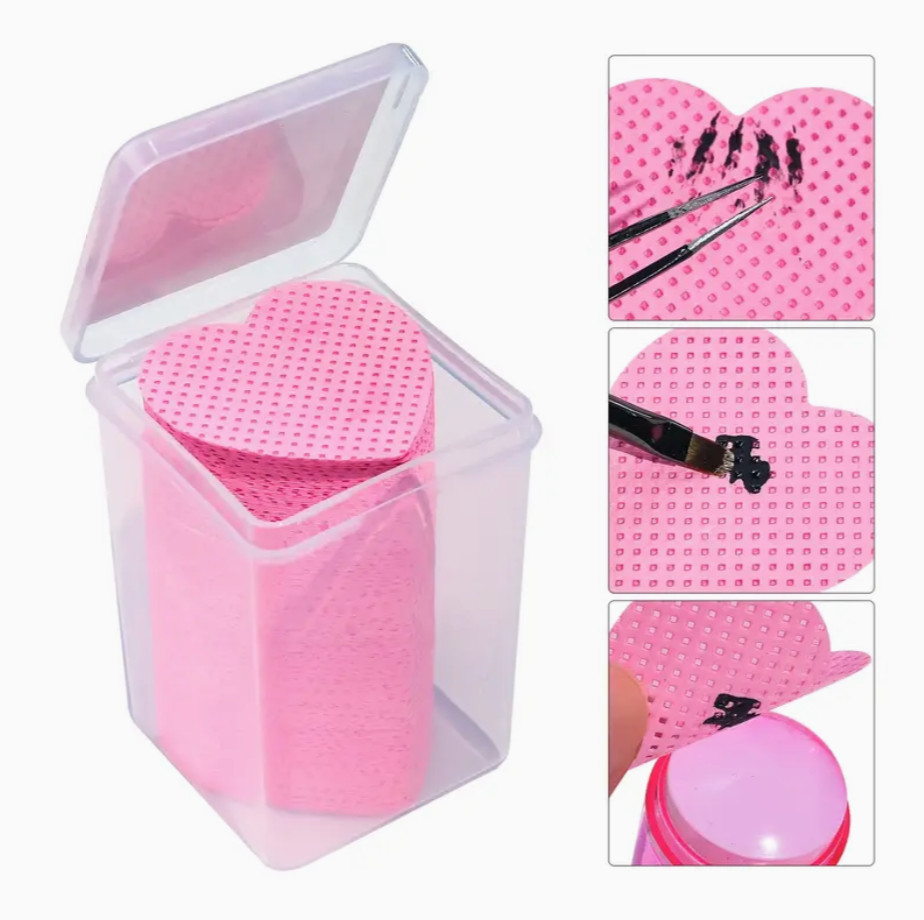 Glue Nozzle Wipes / Pink Hearts with case, 200 pcs