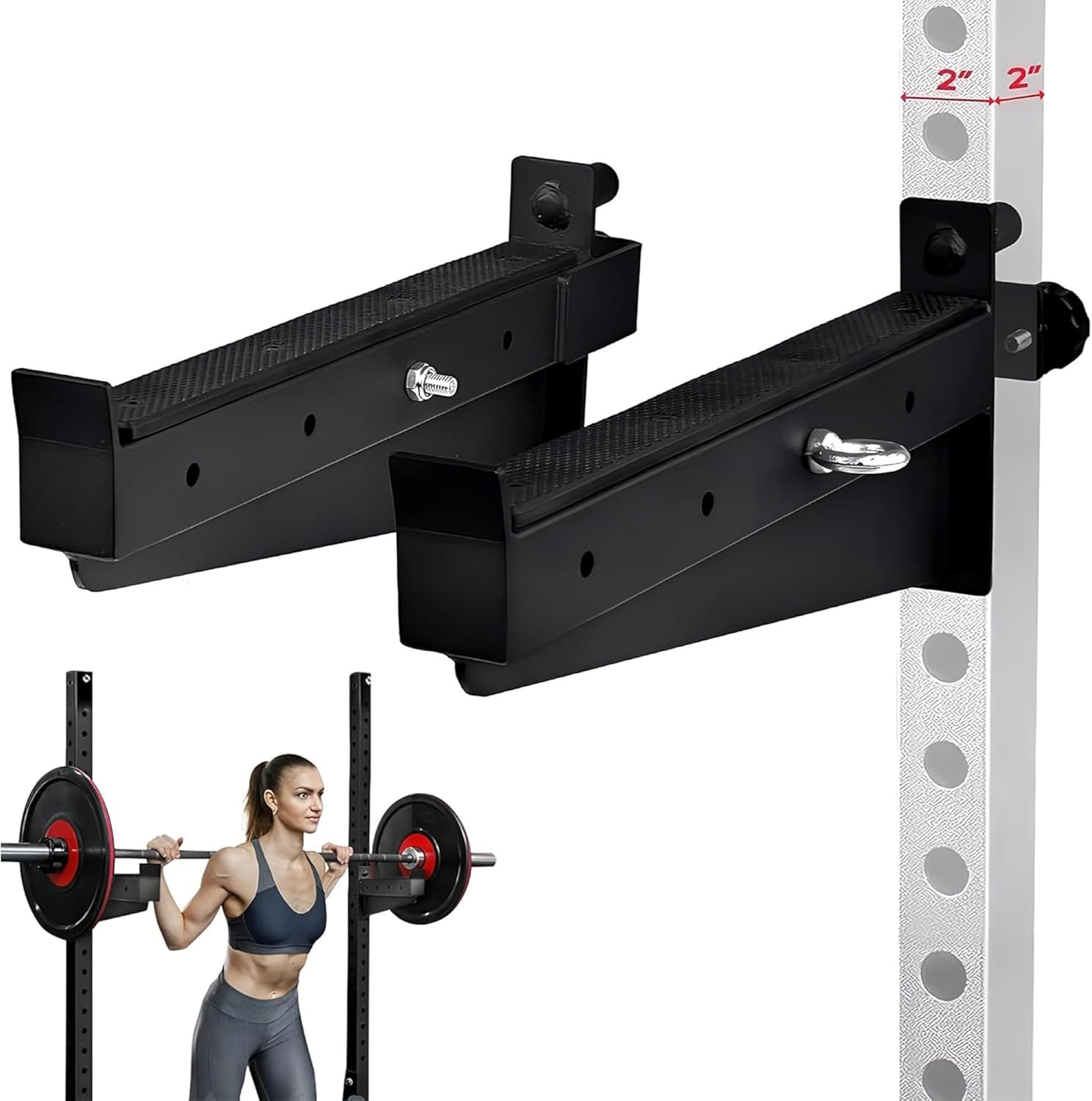 Barbell Holders Heavy Duty Power Rack J-Hooks Attachments Home Gym Equipment