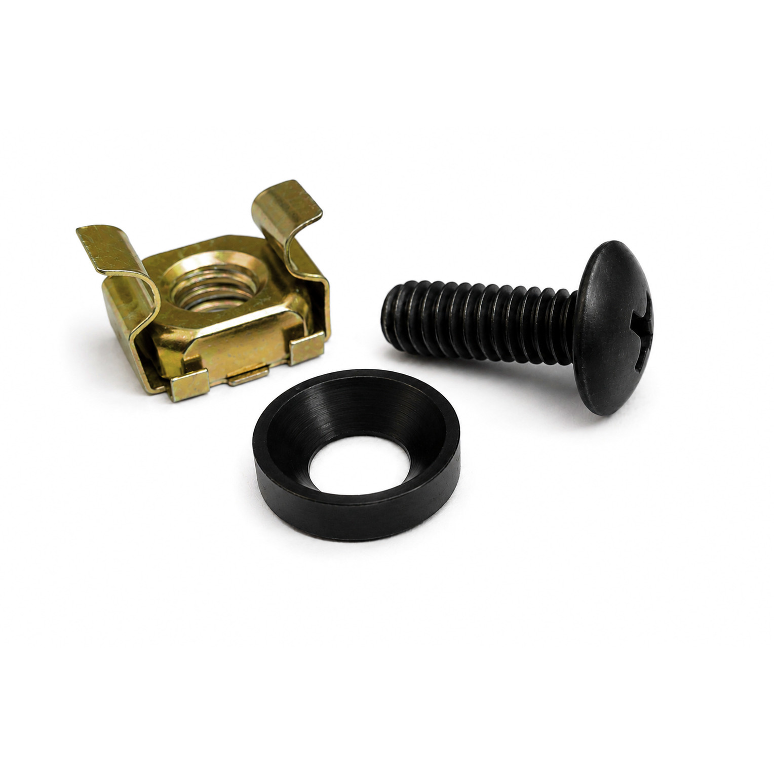 5 Pack - 12-24 Rack Mount Cage Nuts, Screws, & Washers Square Clips Server