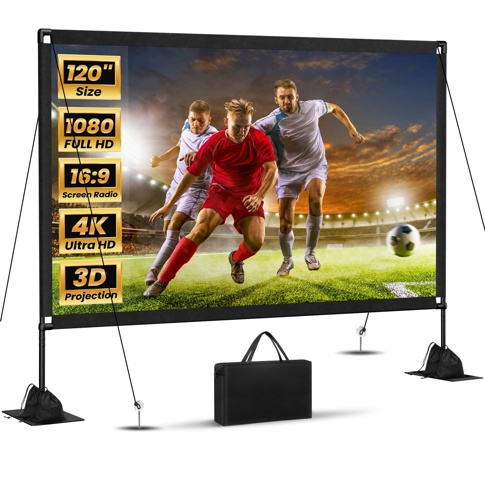 120inch Projector Screen with Stand: Portable Projector Screen Outdoor Indoor...