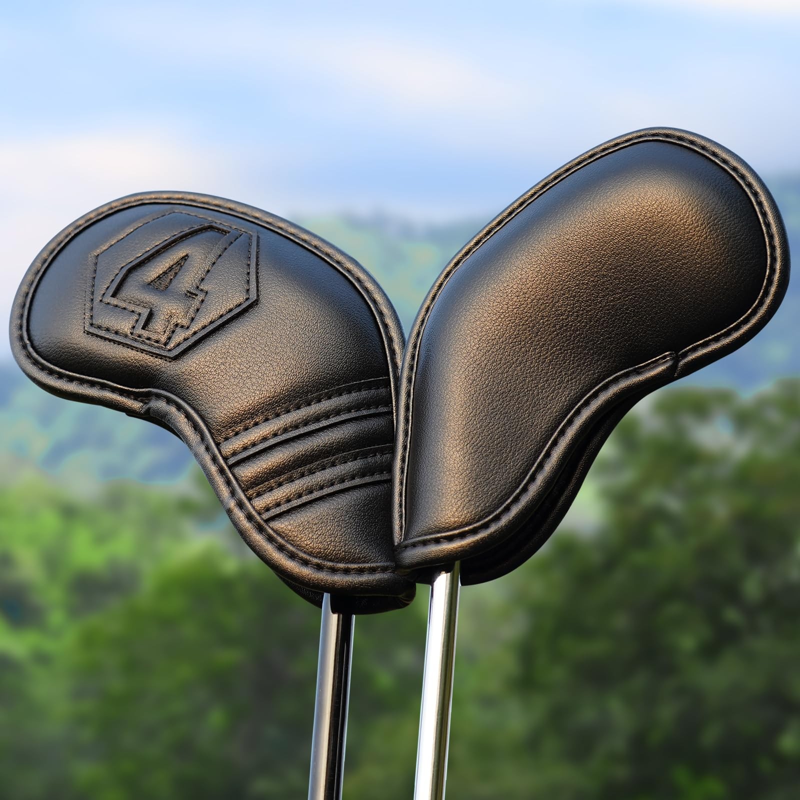 Golf Iron Covers Set 10 Pcs Magnetic Headcovers Classic Black