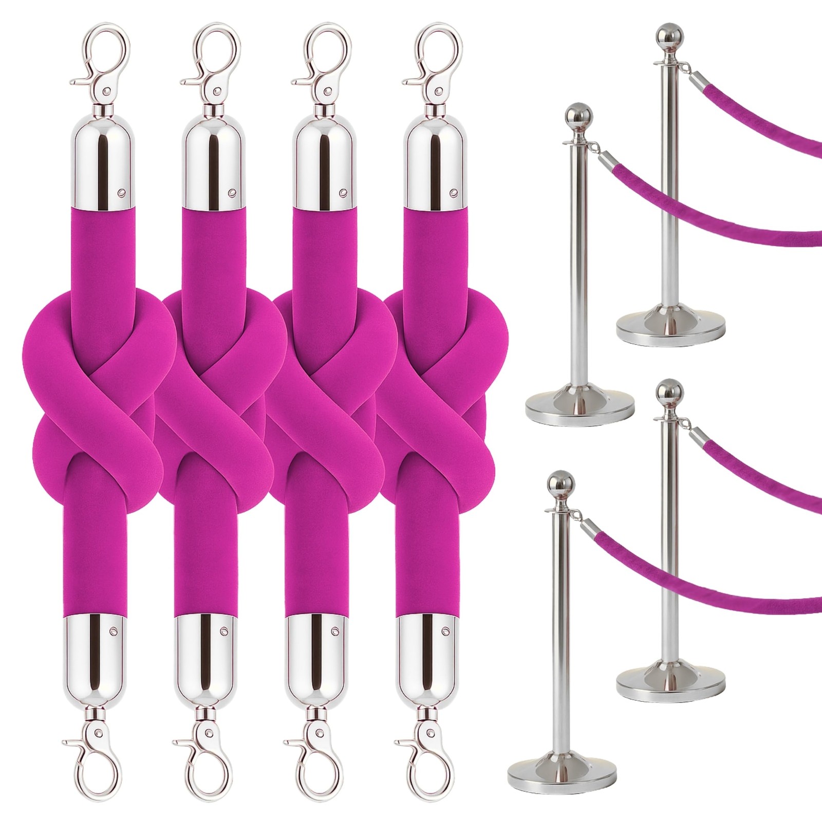 4 PСS Station Set for Parties - Pink Rope Stations for Hotel Lobby VIP Ropes ...