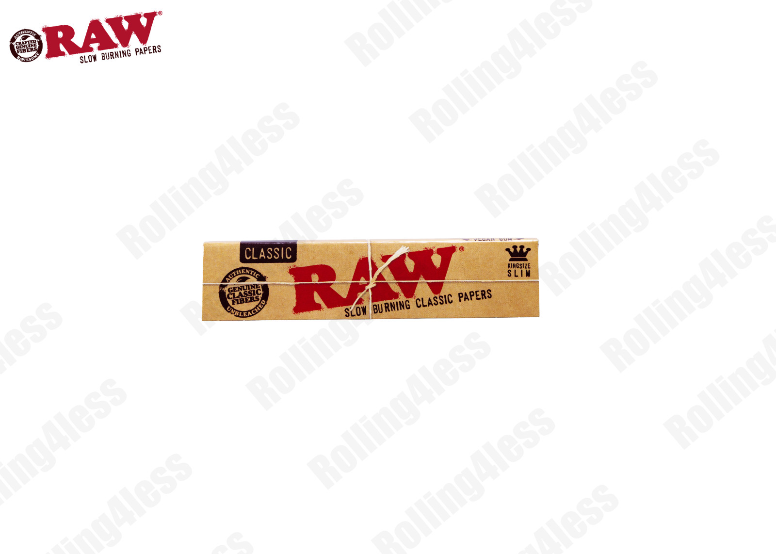 AUTHENTIC Raw Classic KINGSIZE SLIM Unrefined Rolling Papers | 10 packs